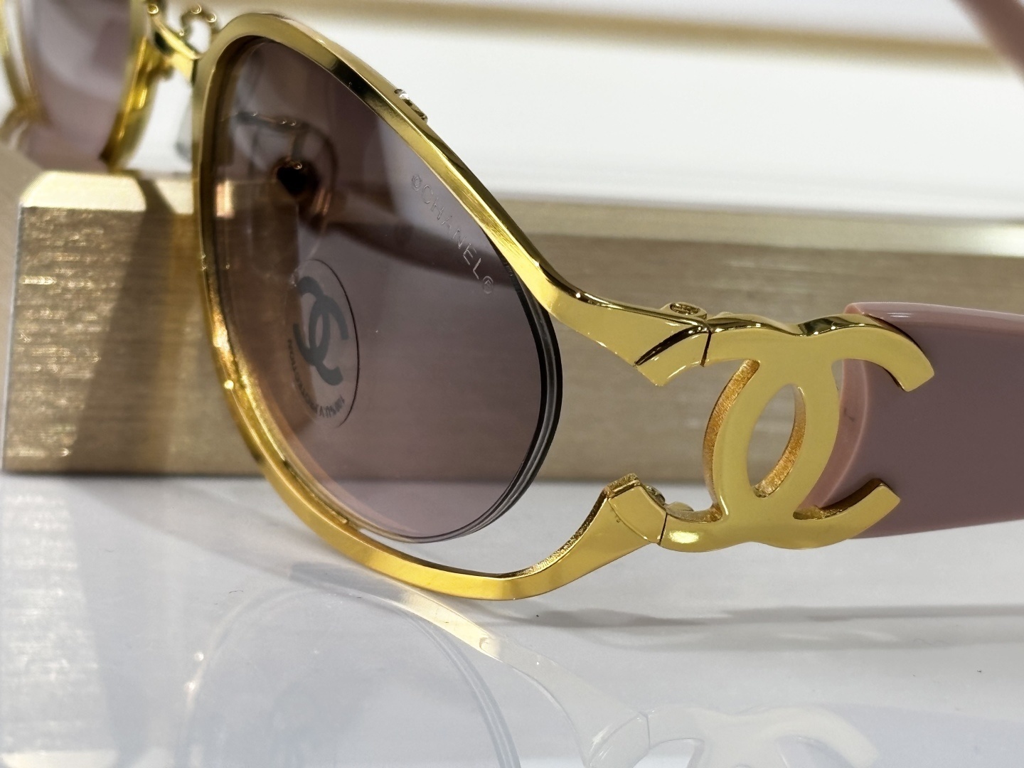 Luxury Chanel Oval Sunglasses - Silver Metal & Black Temple Design