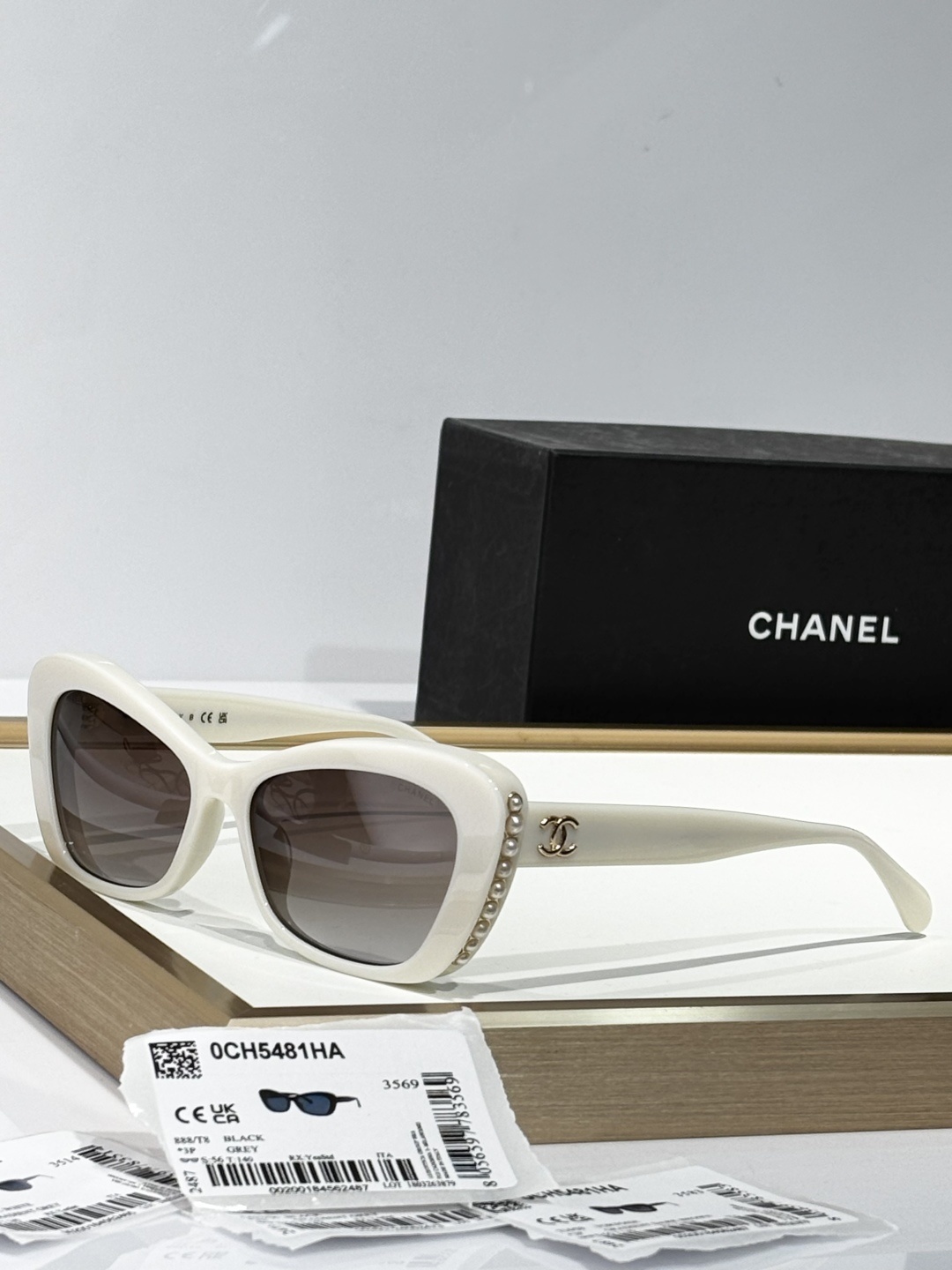 Chanel OCH5481HA Butterfly Sunglasses with Pearls and Gold Logo