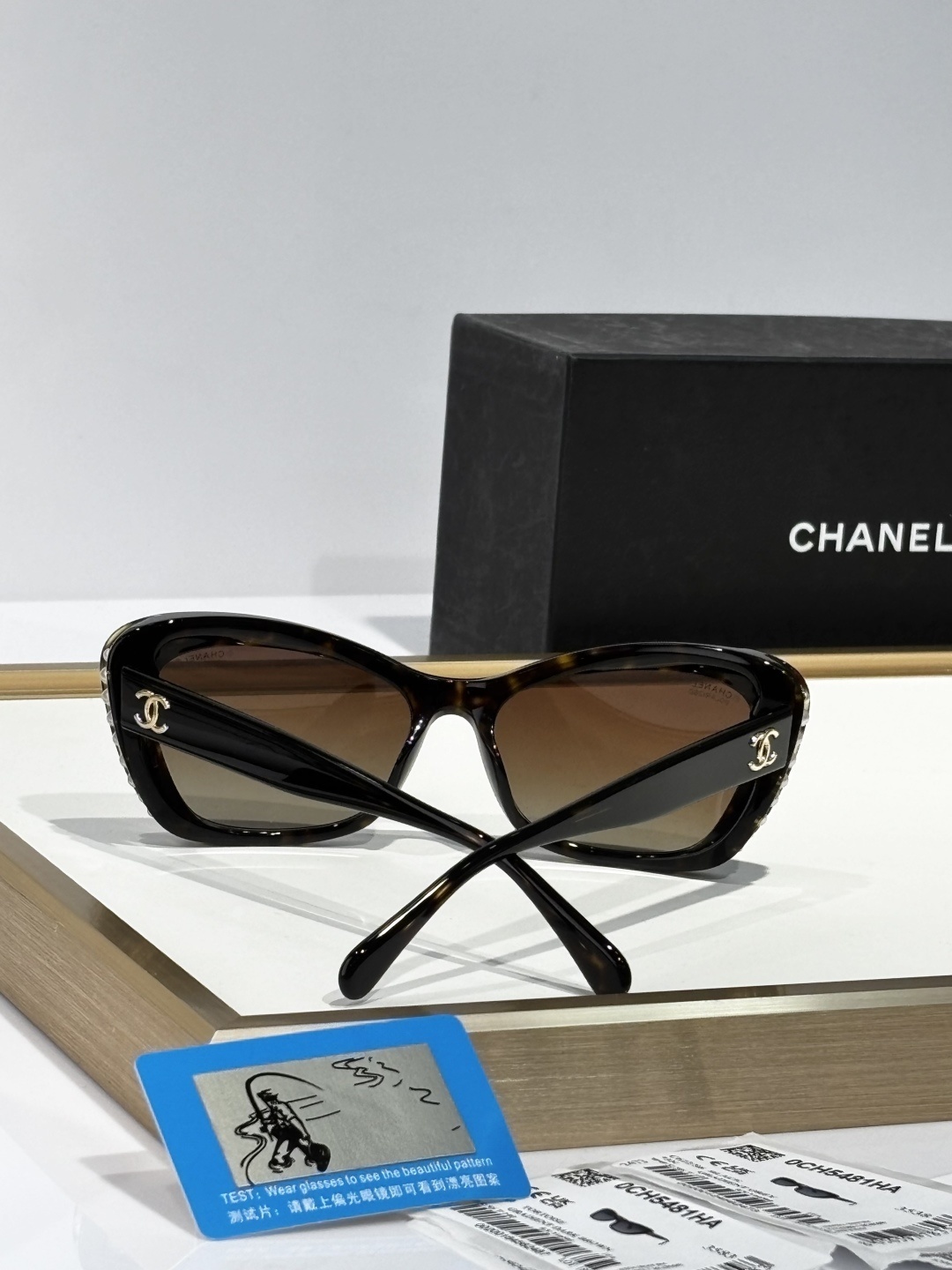 Chanel CH5481HA Polarized Tortoise Pearl Butterfly Sunglasses