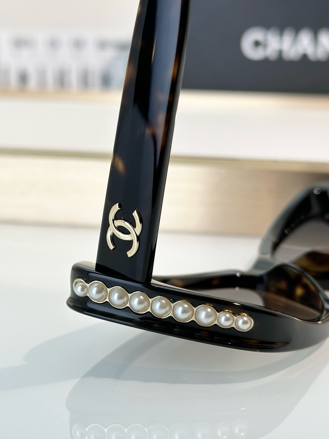 Chanel CH5481HA Polarized Tortoise Pearl Butterfly Sunglasses