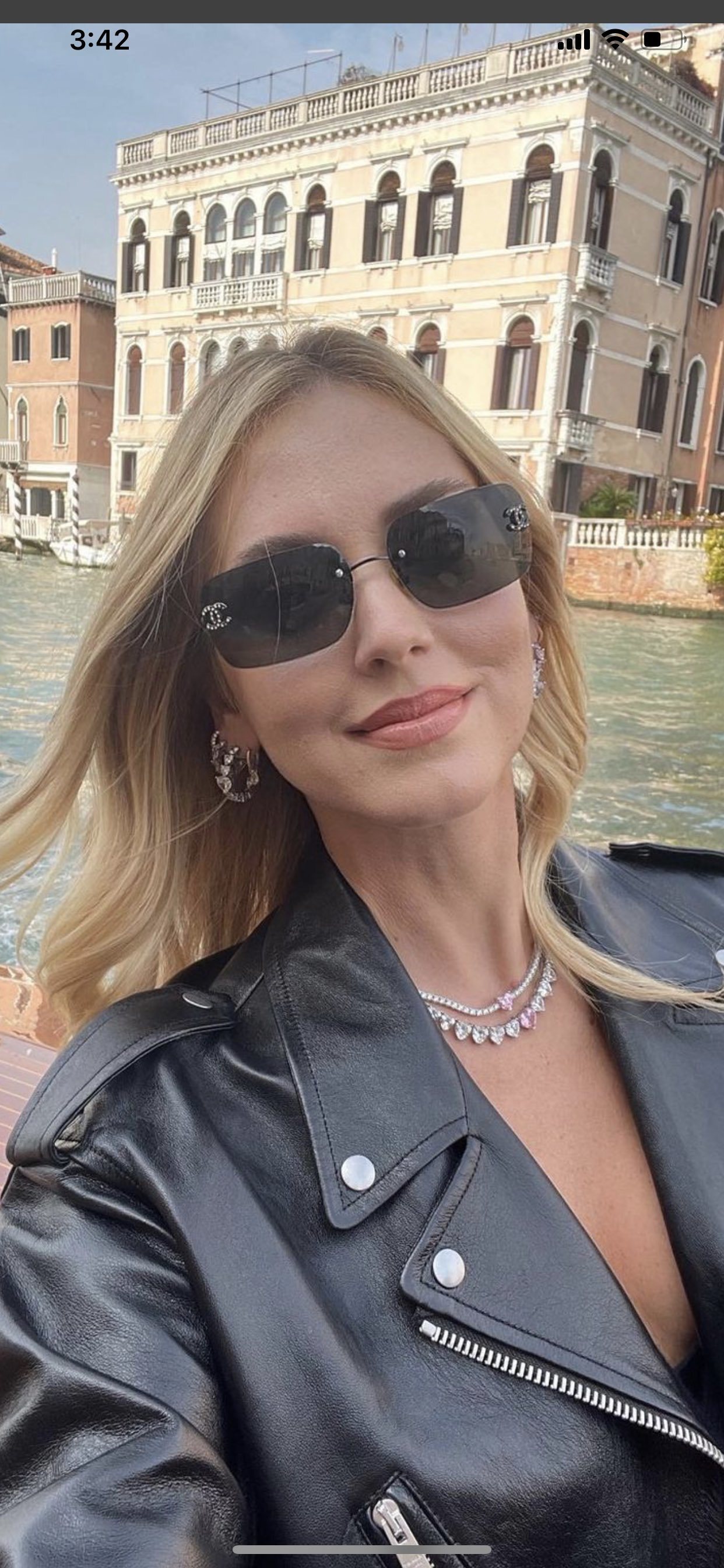 Luxury Rimless Rectangle Sunglasses with Crystal Logo Accents