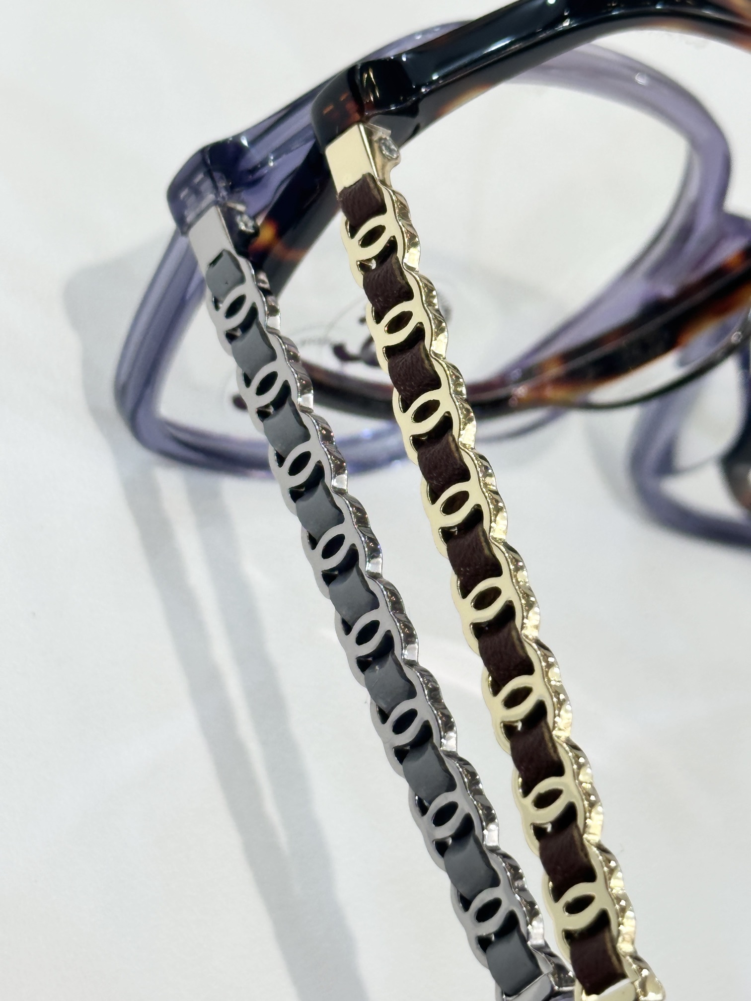 Chanel Luxury Square Eyeglasses - Elegant Chain Temple Design