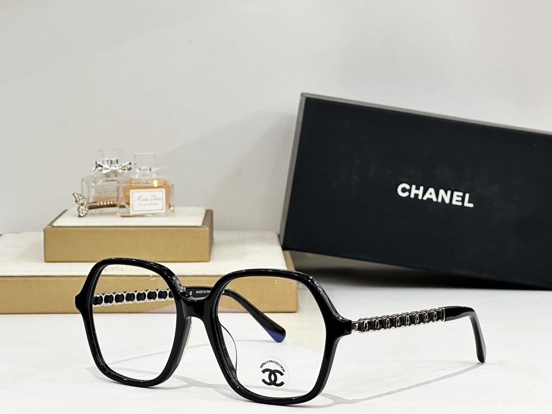 Chanel Luxury Square Eyeglasses - Elegant Chain Temple Design