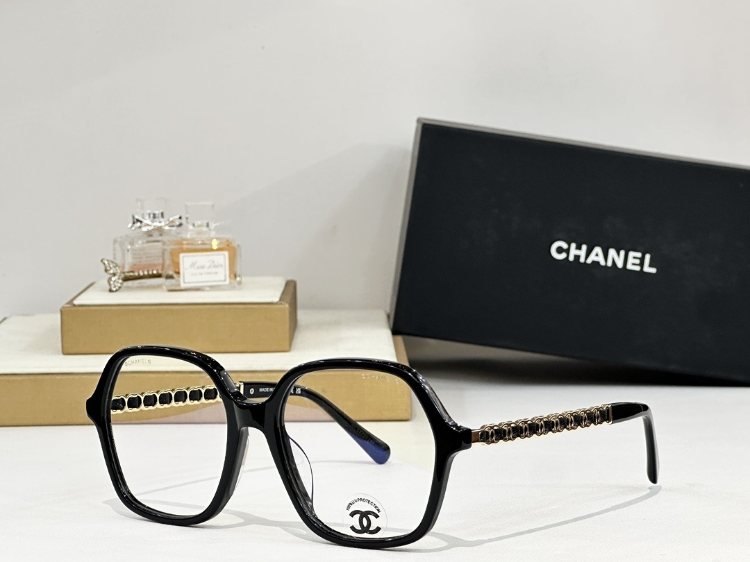 Chanel Luxury Square Eyeglasses - Elegant Chain Temple Design