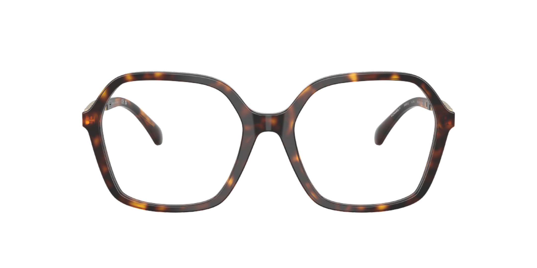 Chanel Navy Blue Square Eyeglasses with Leather Chain Temples