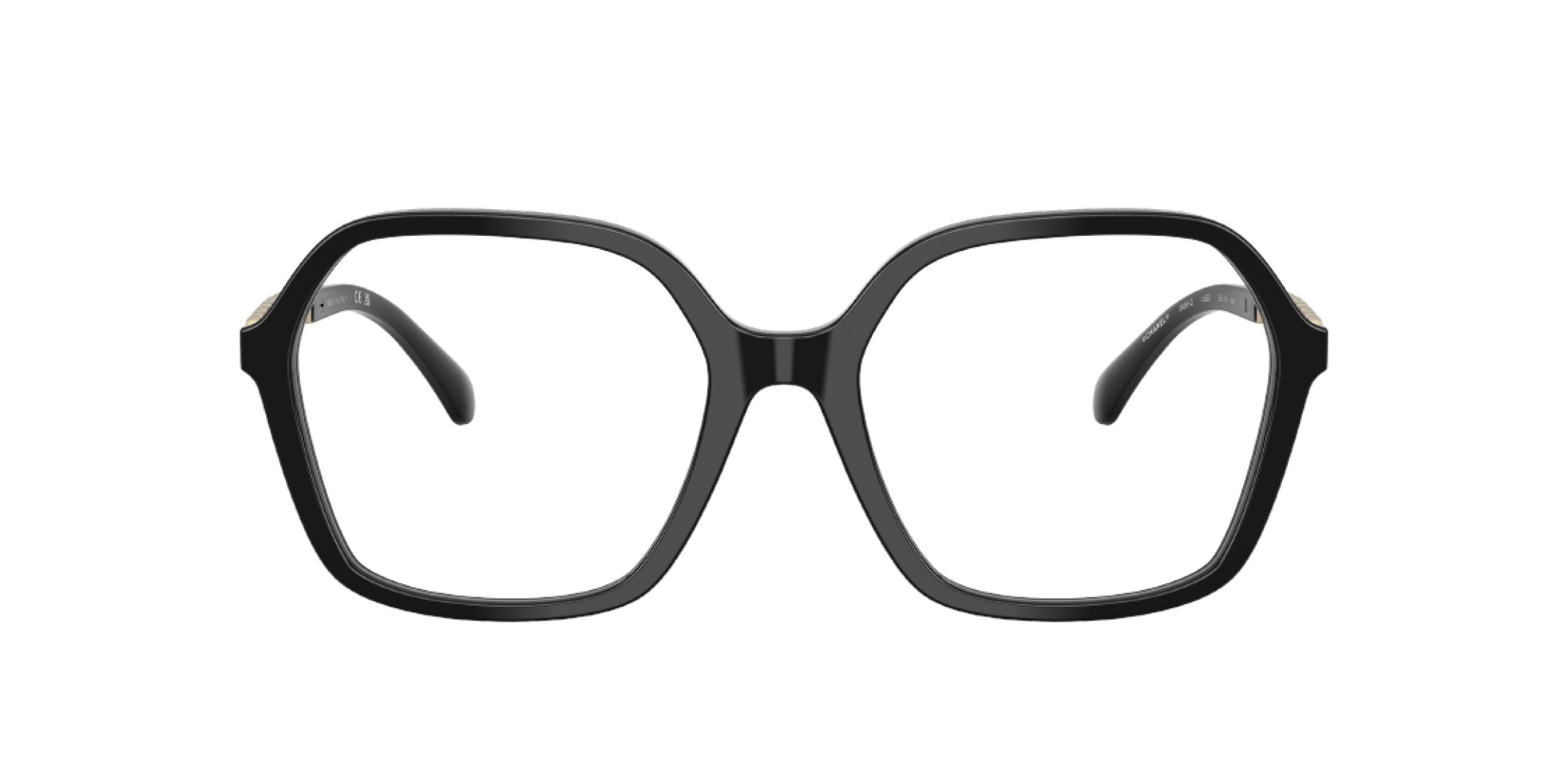 Chanel Navy Blue Square Eyeglasses with Leather Chain Temples