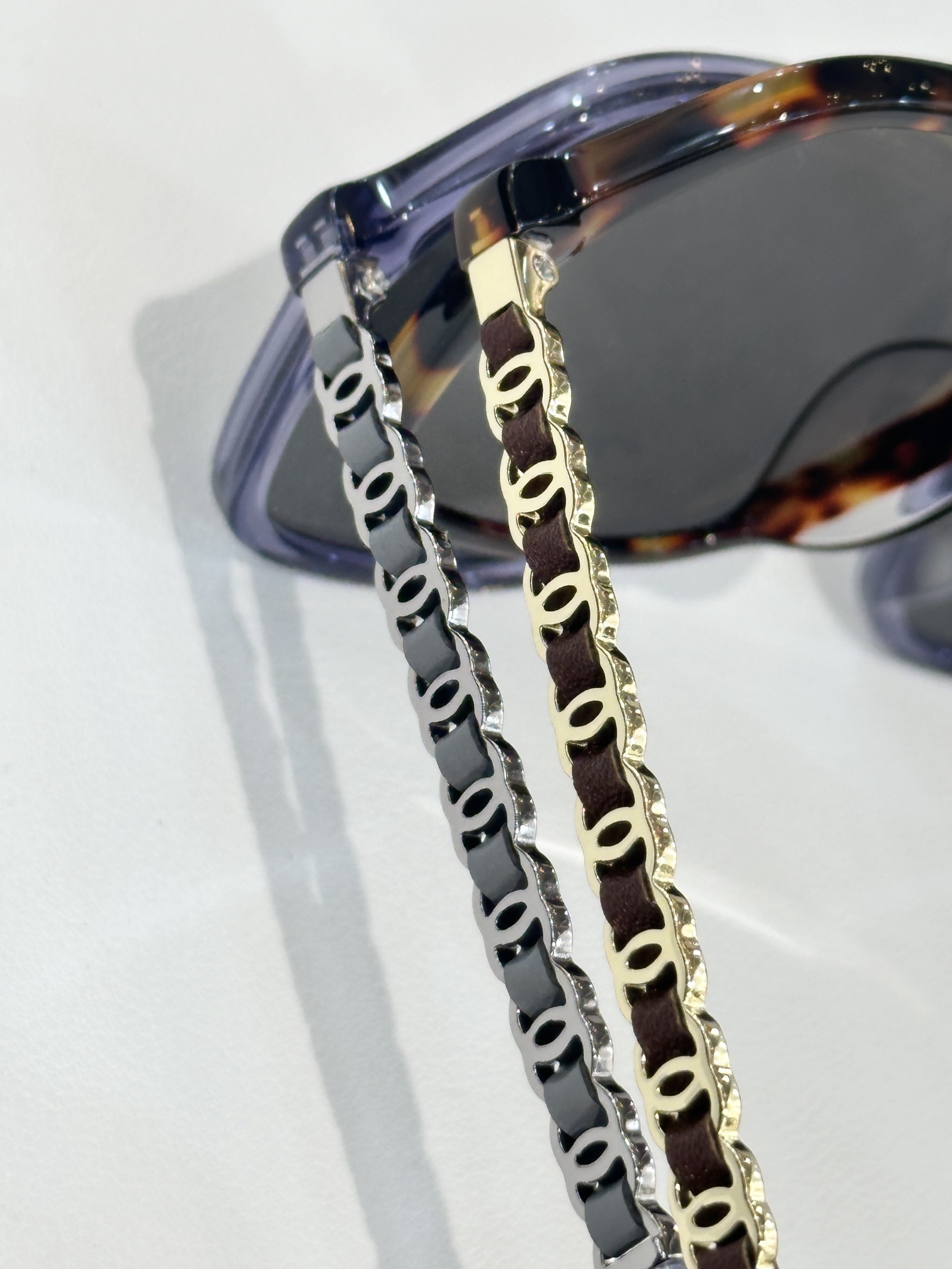 Chanel Women's Oversized Square Sunglasses with Iconic Chain Temples