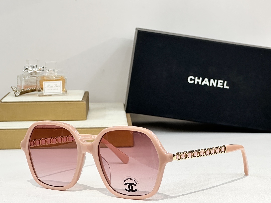 Chanel Women's Oversized Square Sunglasses with Iconic Chain Temples