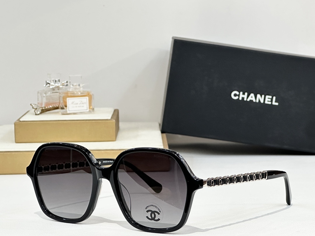 Chanel Women’s Oversized Square Sunglasses with Iconic Chain Temples