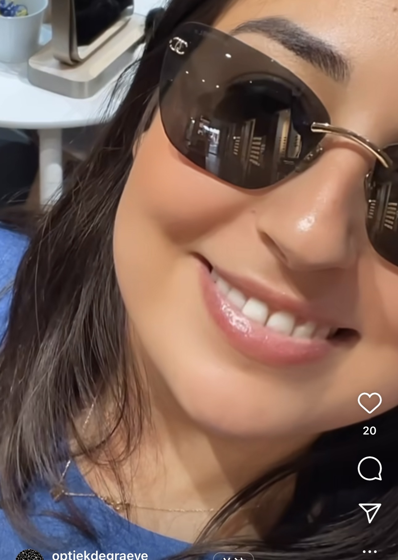 Chanel Rimless Pink Cat-Eye Sunglasses with Gold Hardware