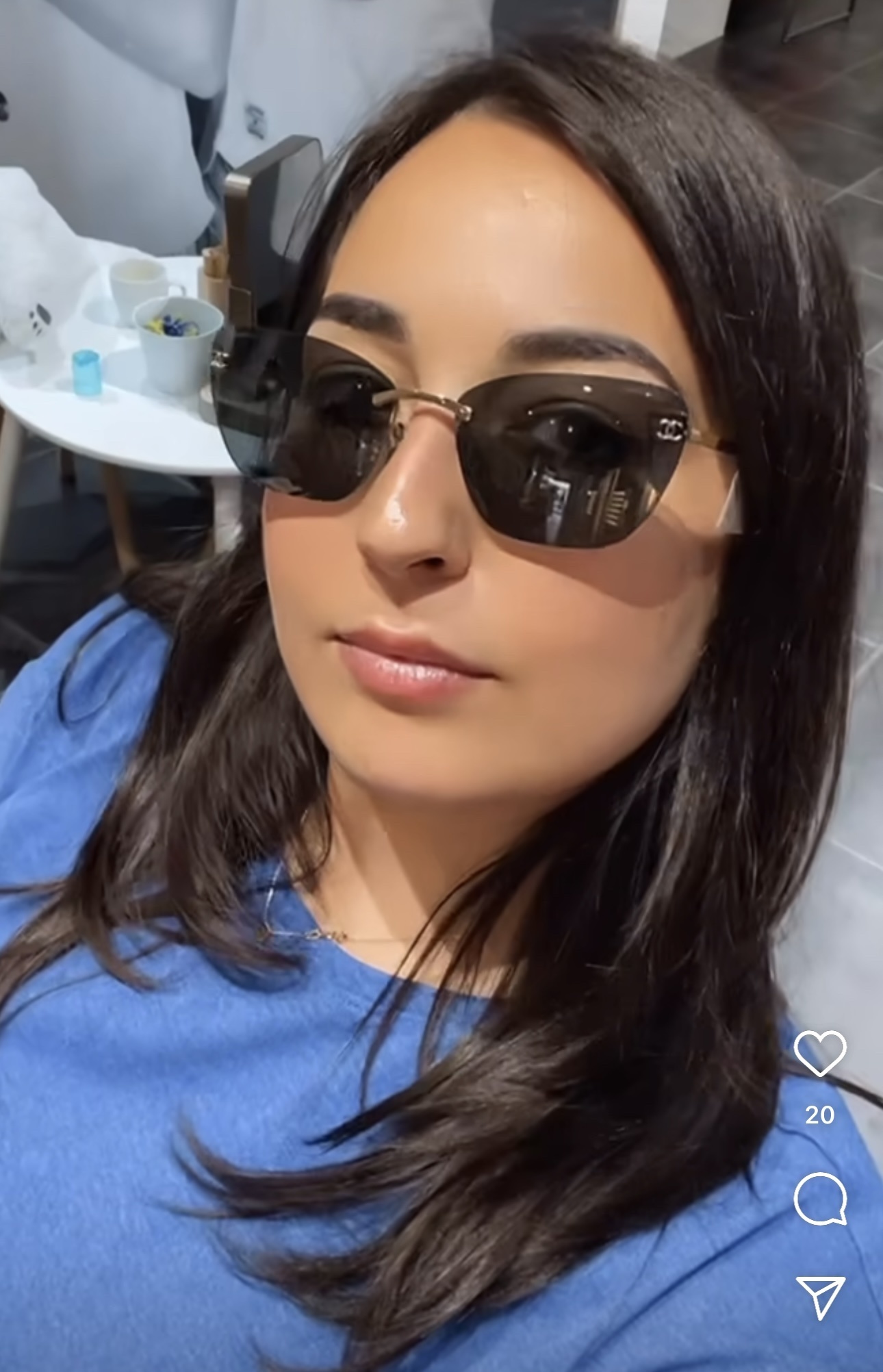 Chanel Rimless Pink Cat-Eye Sunglasses with Gold Hardware