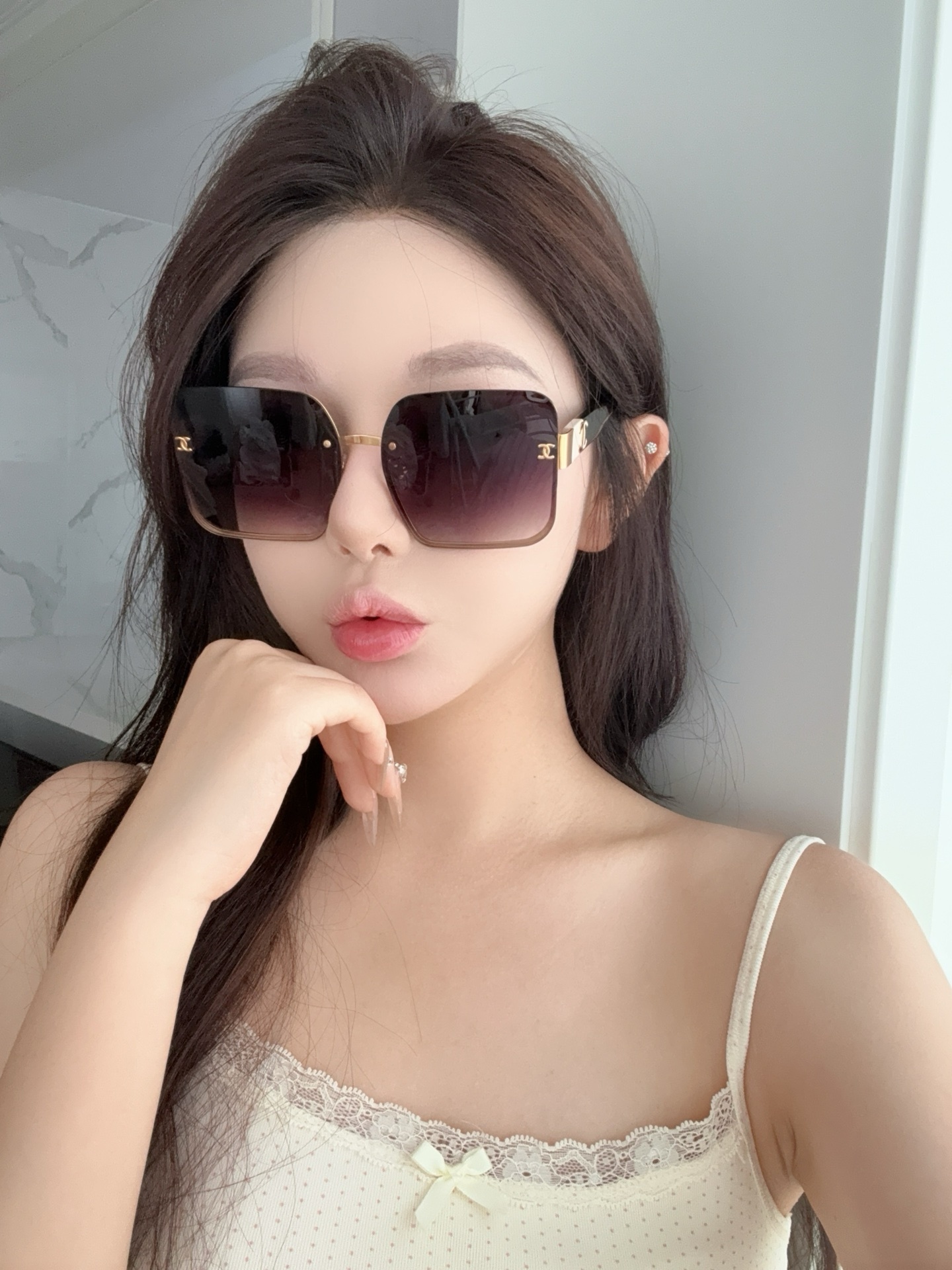 Luxury Oversized Square Sunglasses for Women - Gradient Brown Lenses