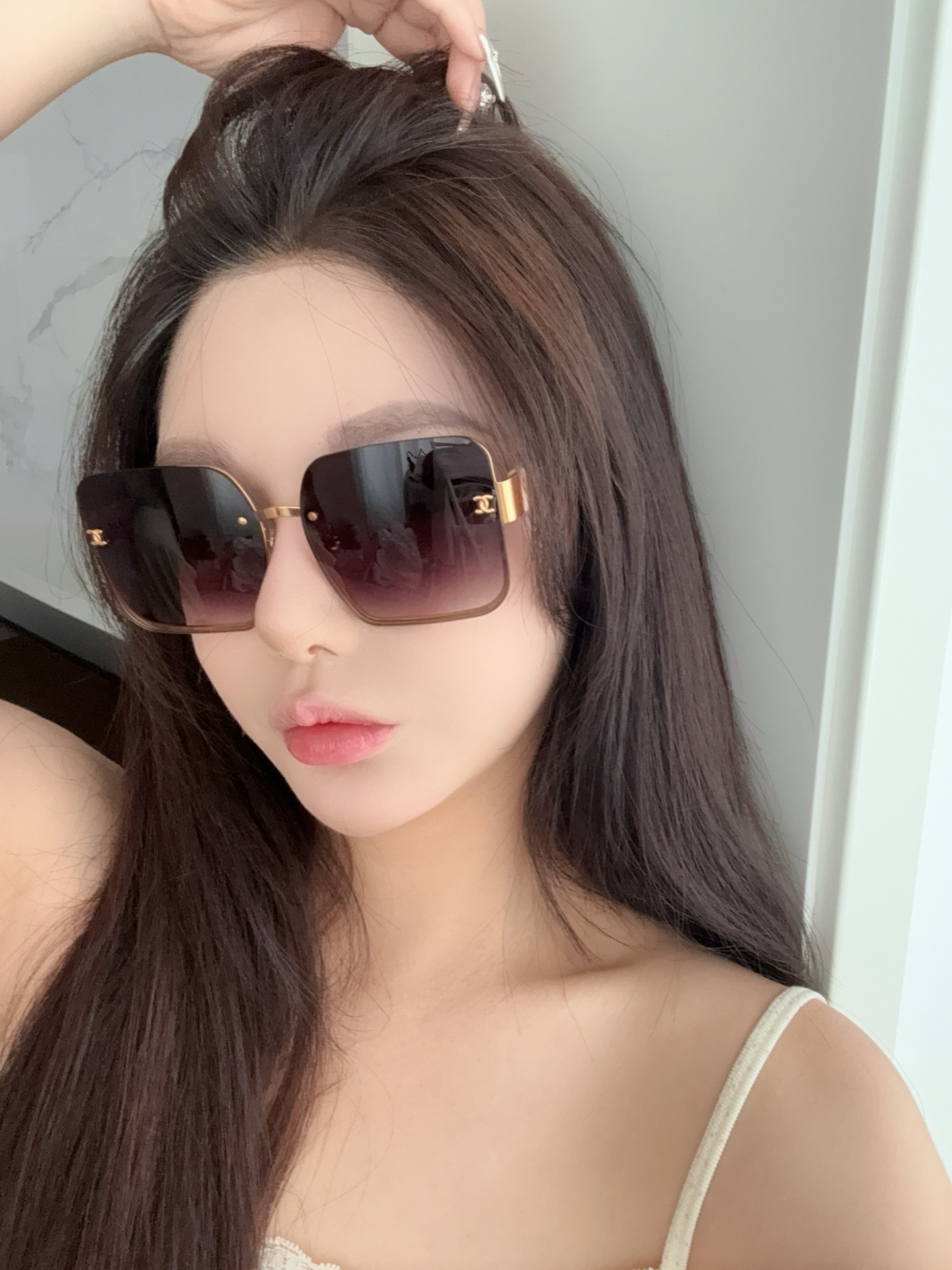 Luxury Oversized Square Sunglasses for Women - Gradient Brown Lenses