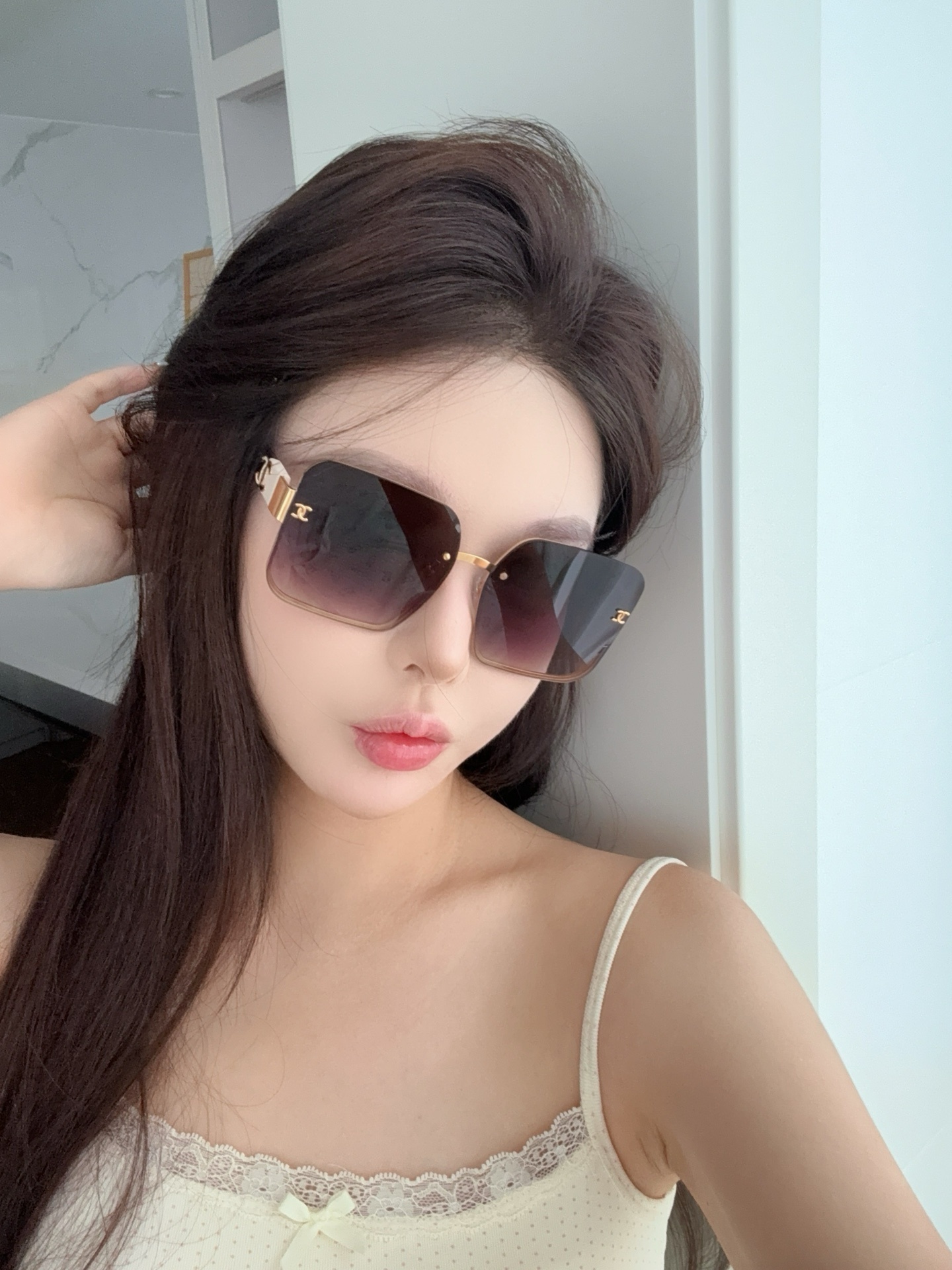 Luxury Oversized Square Sunglasses for Women - Gradient Brown Lenses