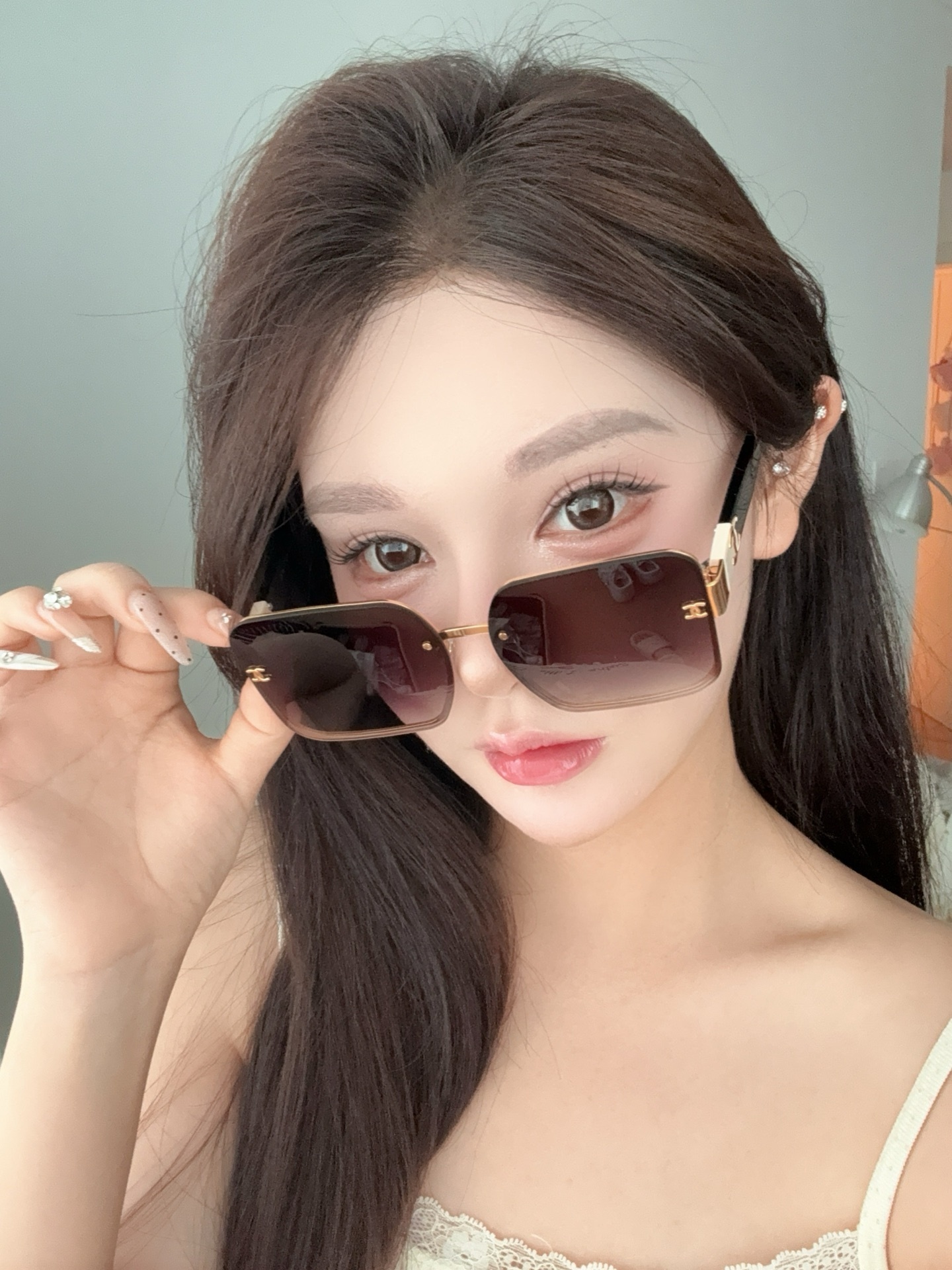 Luxury Oversized Square Sunglasses for Women - Gradient Brown Lenses