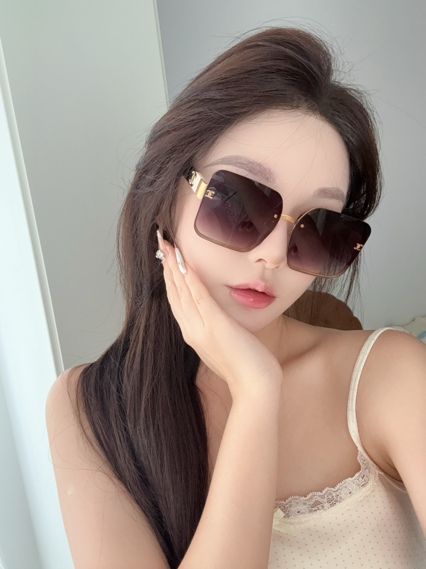 Luxury Oversized Square Sunglasses for Women - Gradient Brown Lenses