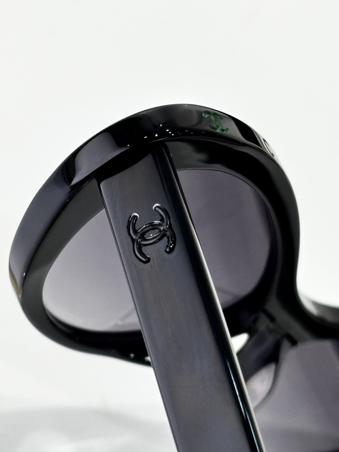 Chanel Black & Green Acetate Oval Sunglasses with Gradient Lenses