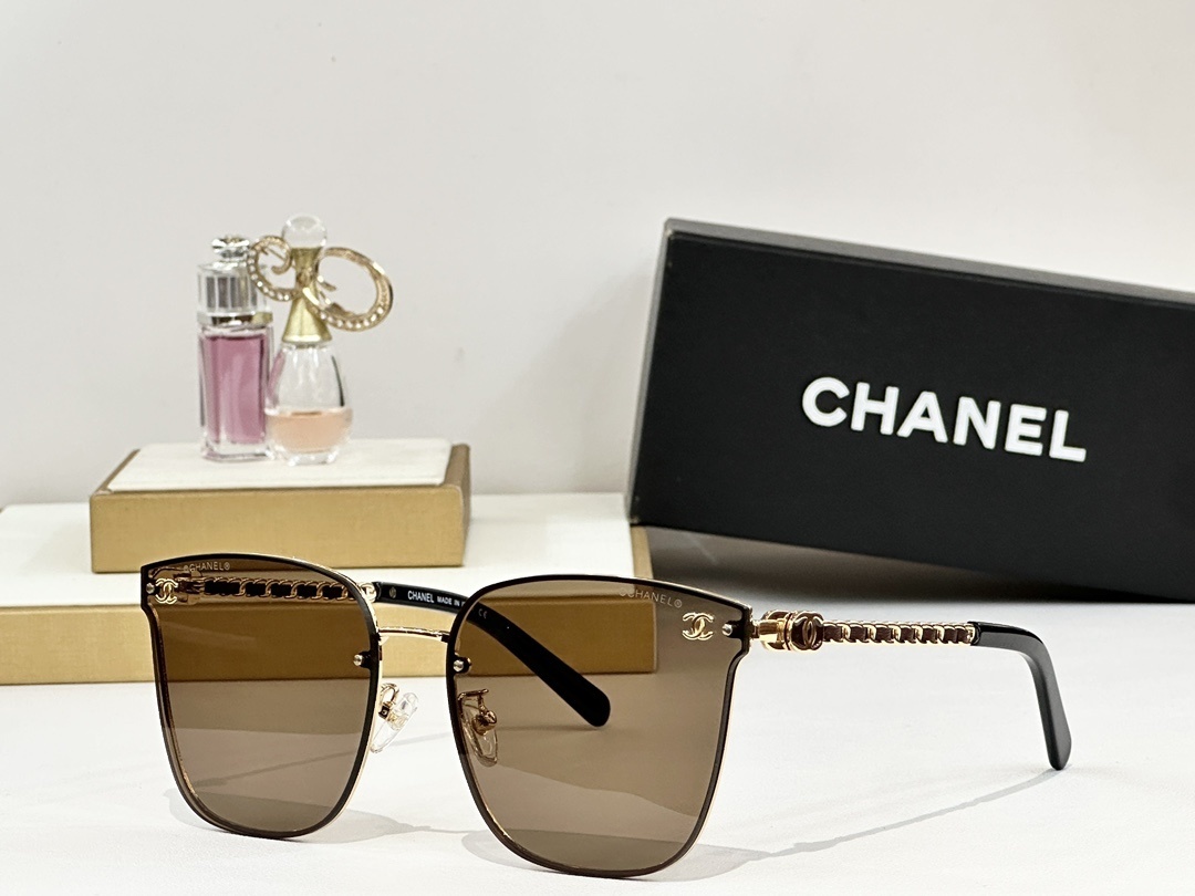 Chanel Luxury Oversized Square Sunglasses with Woven Chain Detail