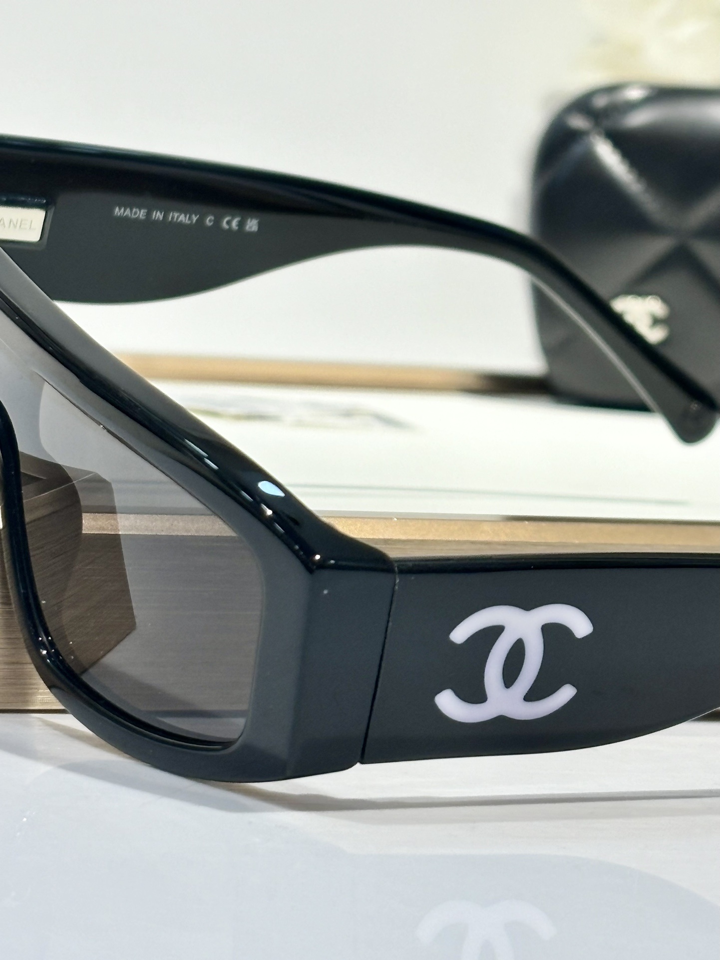 Chanel Black Rectangle Shield Sunglasses - Iconic CC Logo