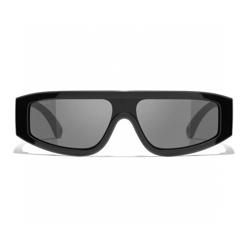 Chanel Black Rectangle Shield Sunglasses - Iconic CC Logo
