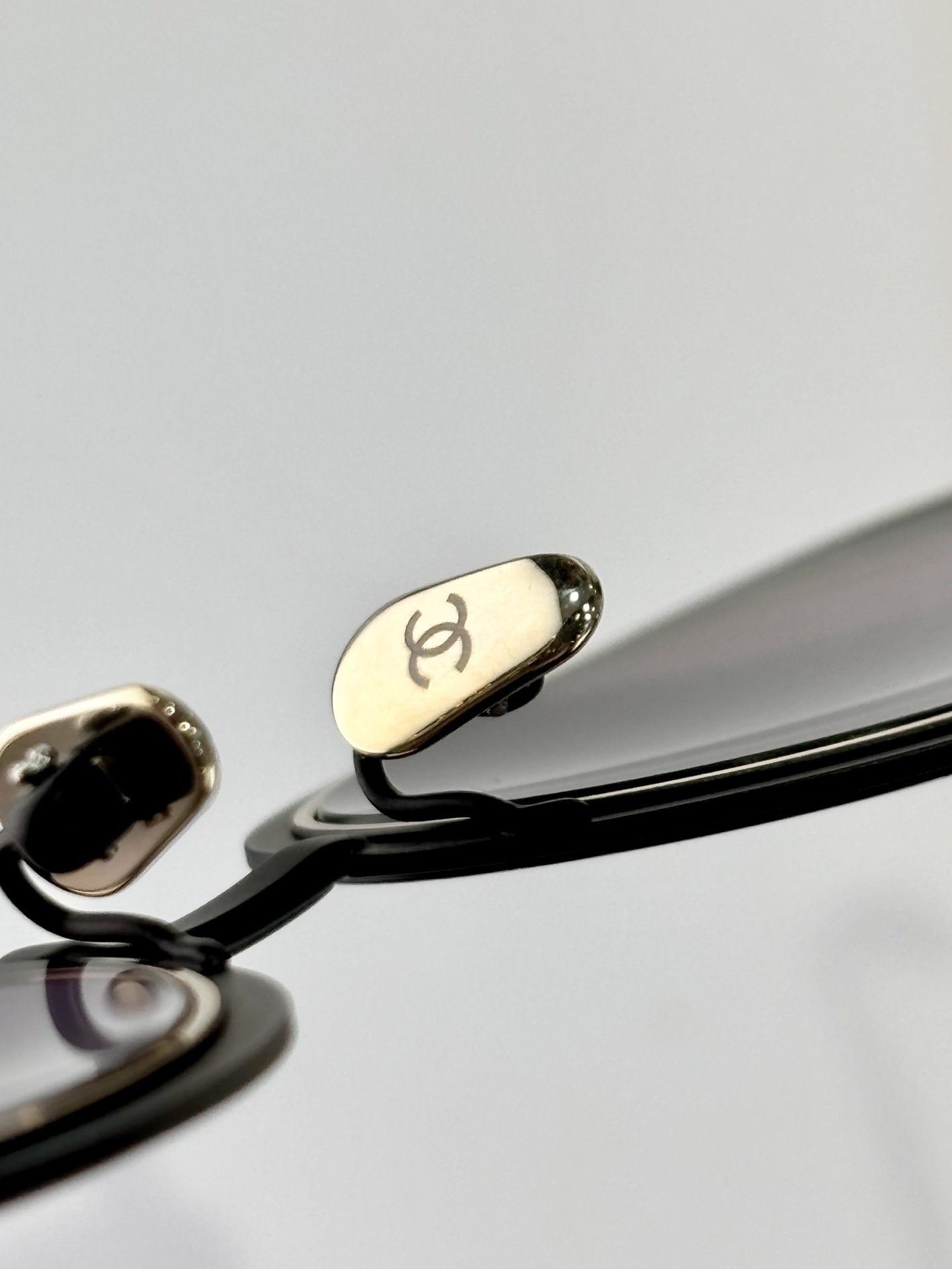 Chanel 0CH9578B Oval Sunglasses - Black & Gold with Crystal CC Logo