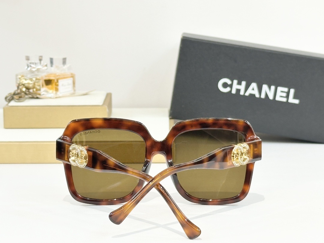 Chanel Oversized Square Sunglasses with Crystal CC Logo Luxury
