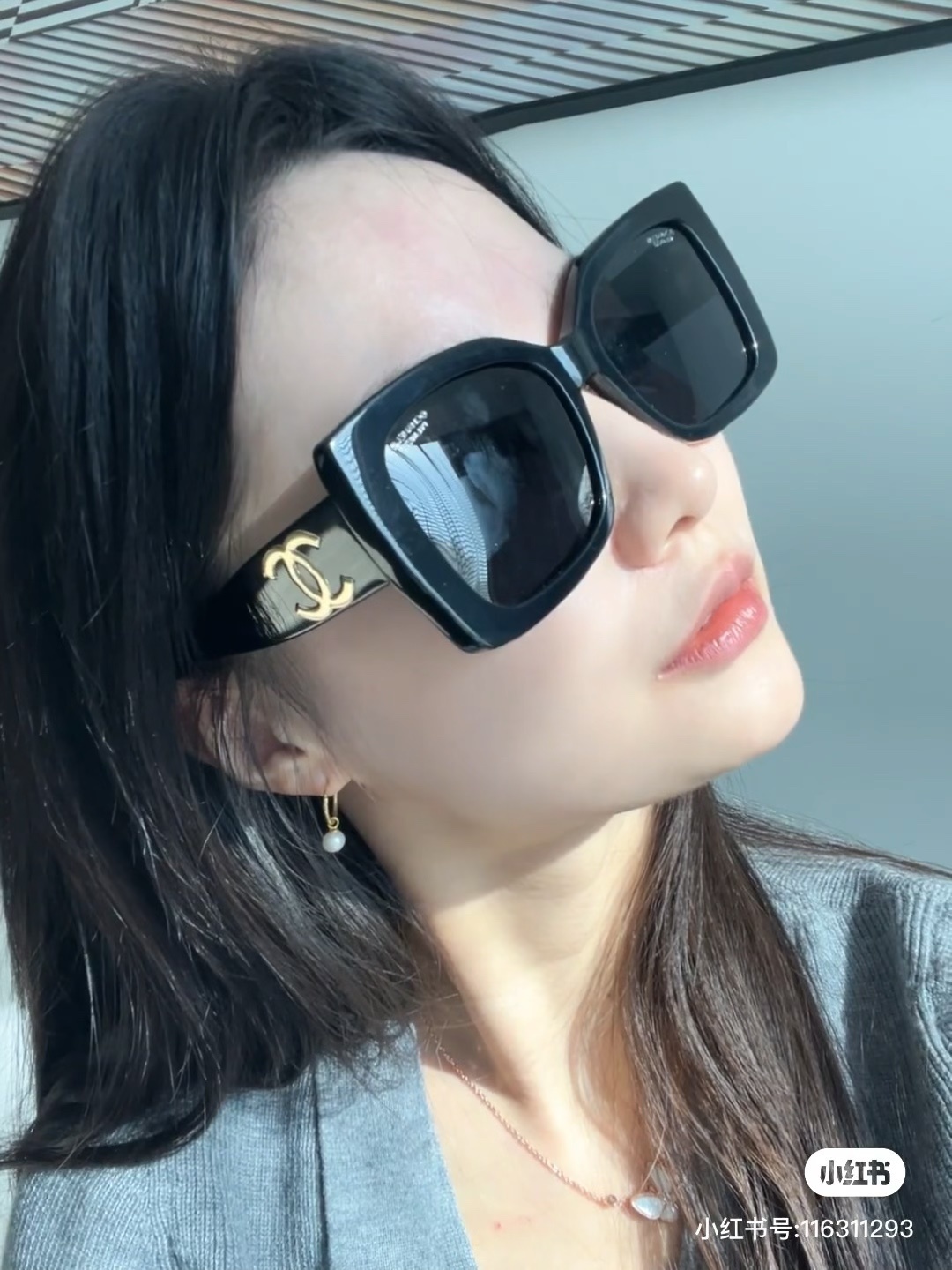 Chanel Black Oversized Square Sunglasses with Signature CC Logo