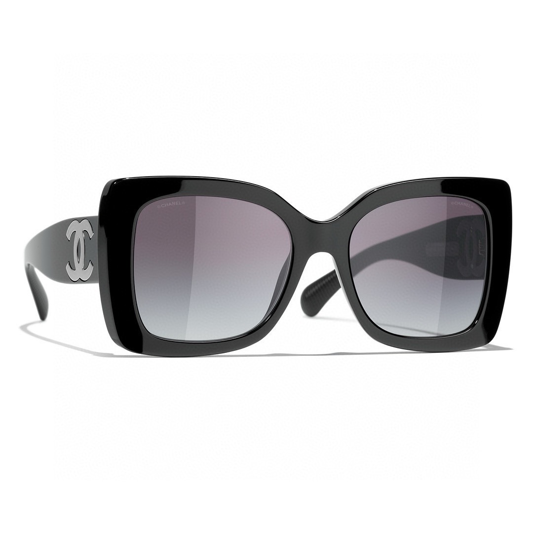 Chanel Black Oversized Square Sunglasses with Signature CC Logo