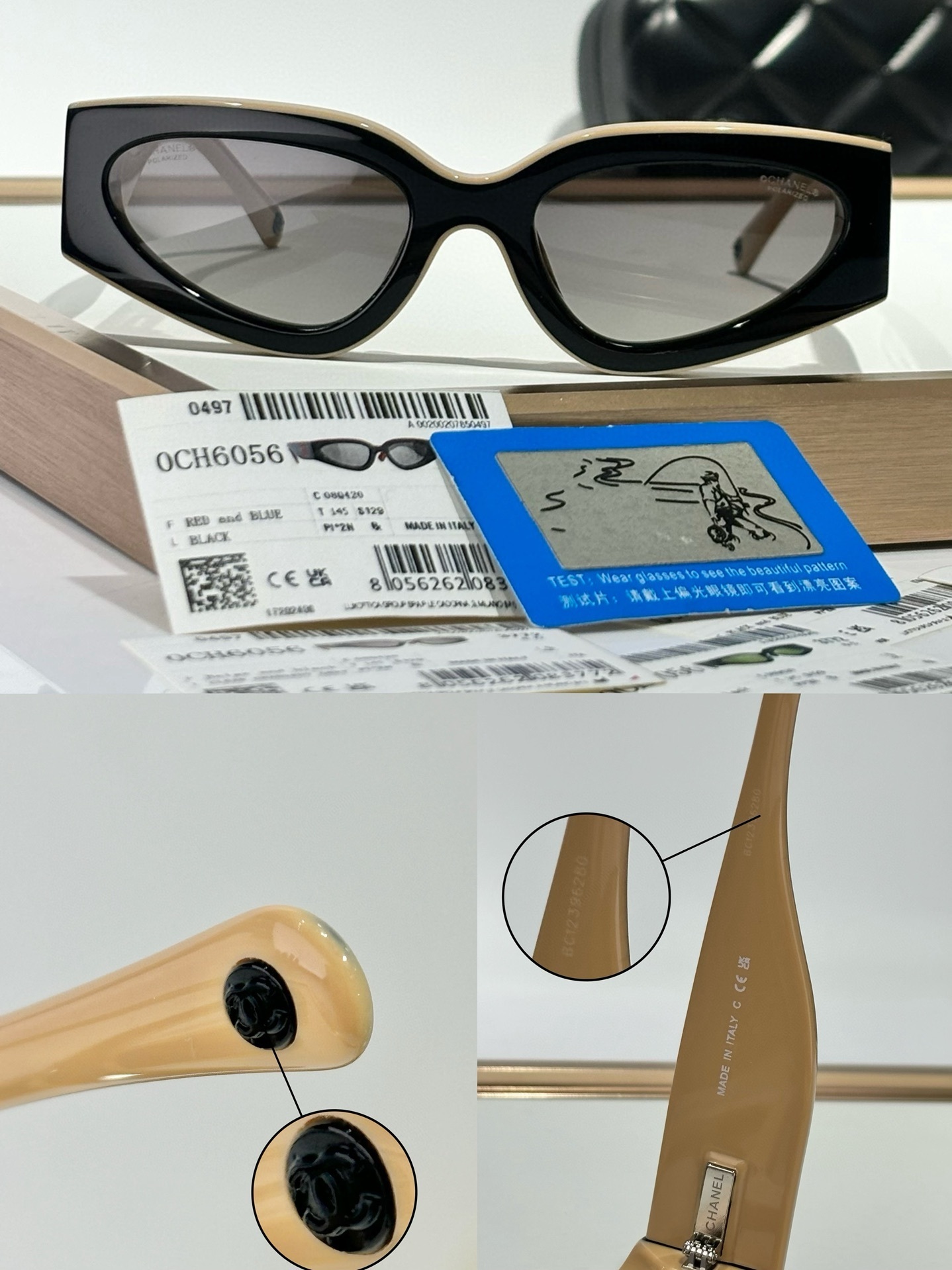 Chanel OCH6056 Polarized Cat Eye Sunglasses - Luxury Italian Eyewear