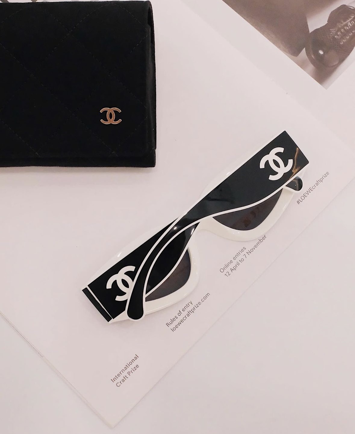 Chanel Luxury Two-Tone Rectangular Sunglasses - Black & White