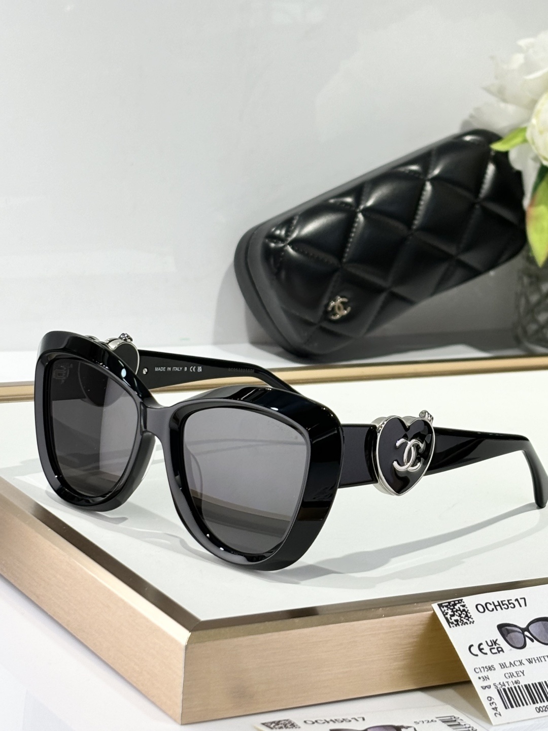 Chanel OCH5517 Oversized Sunglasses with Heart CC Logo Detail