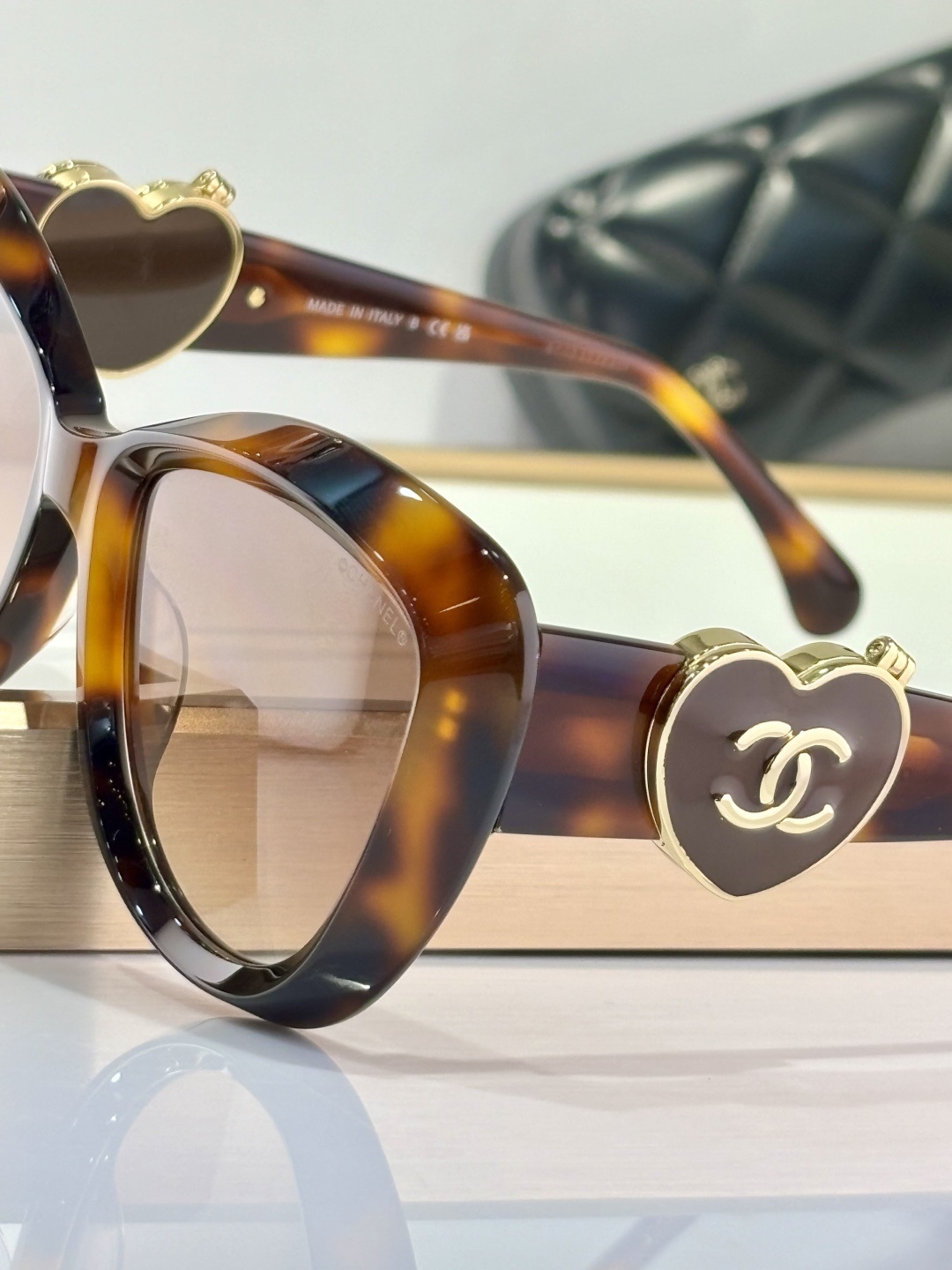 Chanel OCH5517 Tortoise Butterfly Sunglasses with Heart CC Logo