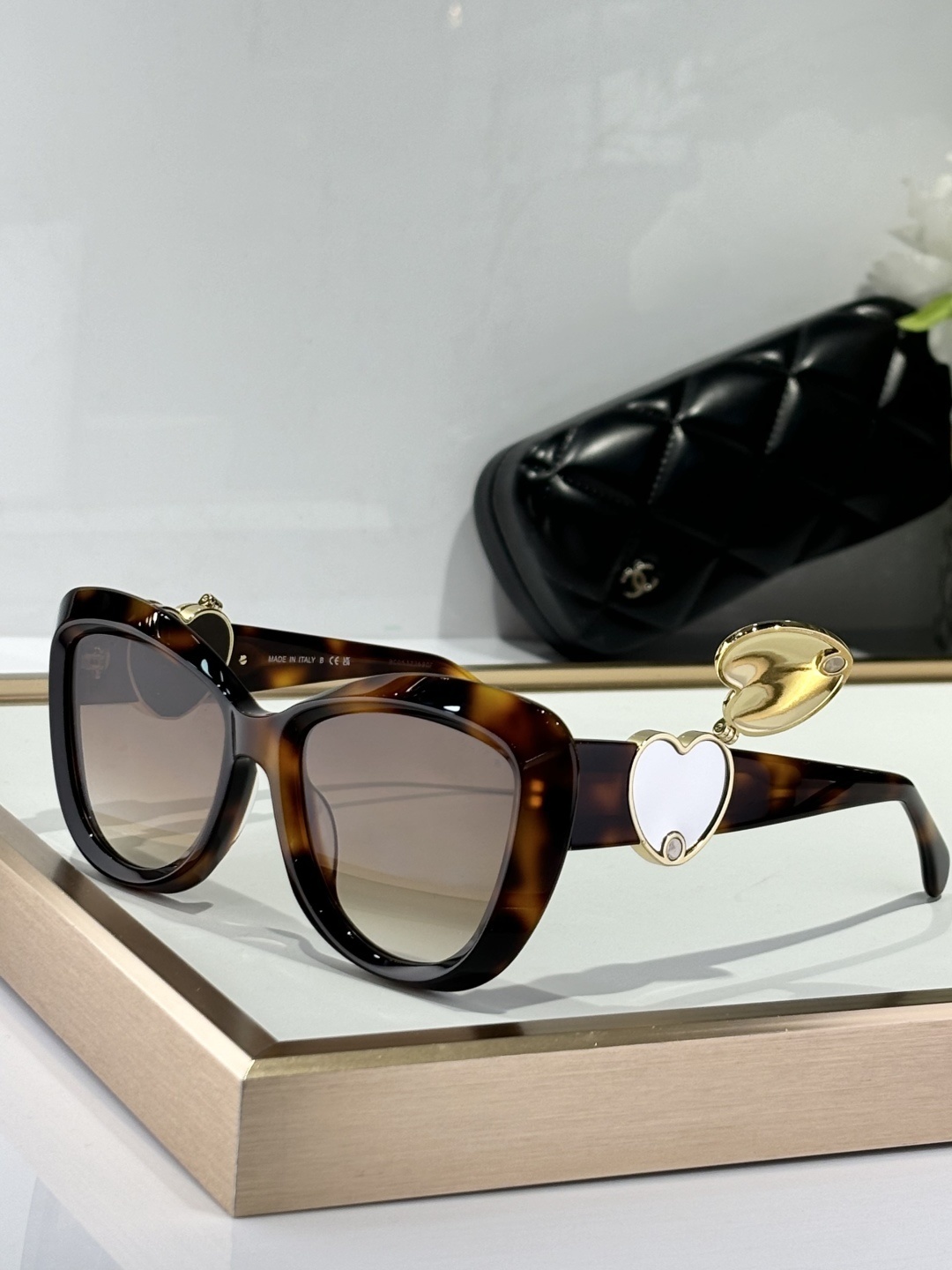 Chanel OCH5517 Tortoise Butterfly Sunglasses with Heart CC Logo
