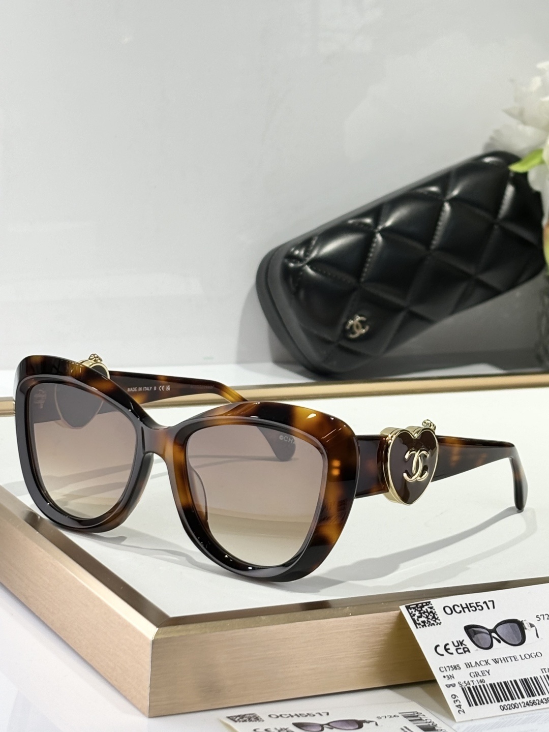 Chanel OCH5517 Tortoise Butterfly Sunglasses with Heart CC Logo