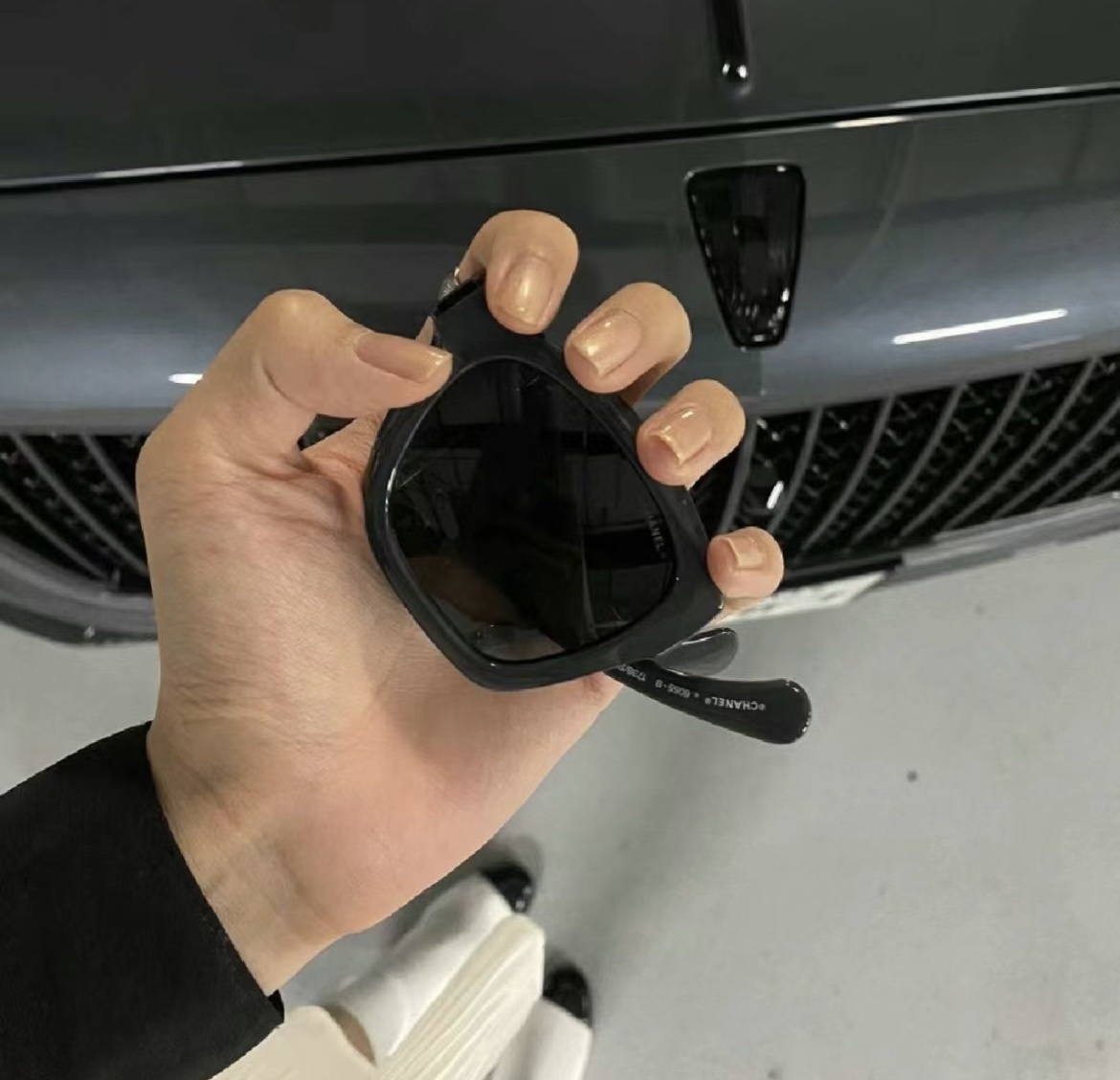 Chanel Folding Square Sunglasses 6055-B with Crystal CC Logo