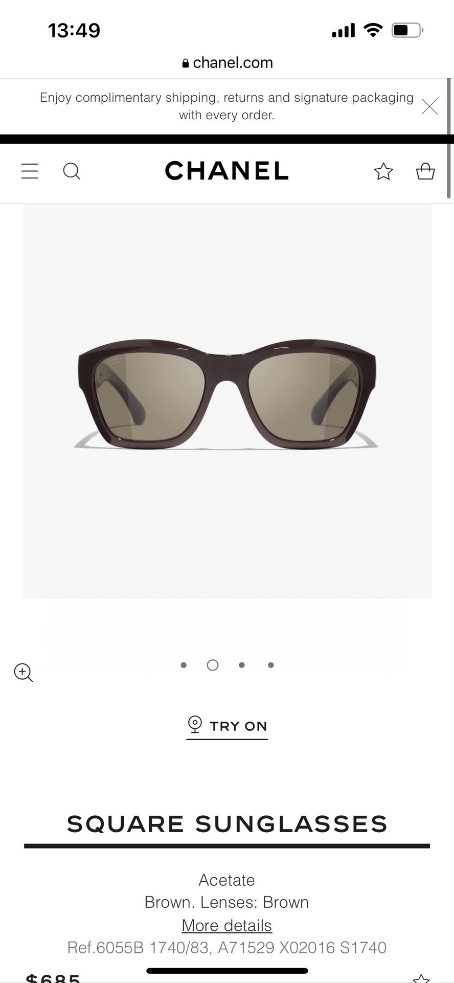 Chanel Luxury Square Acetate Sunglasses with Gradient Lenses