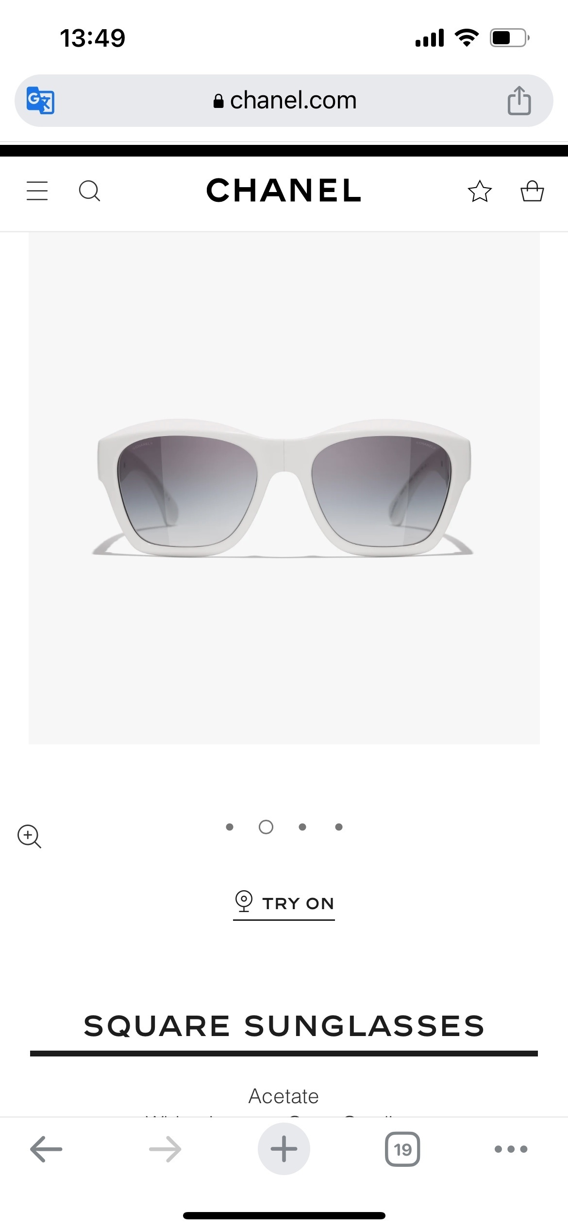 Chanel Luxury Square Acetate Sunglasses with Gradient Lenses