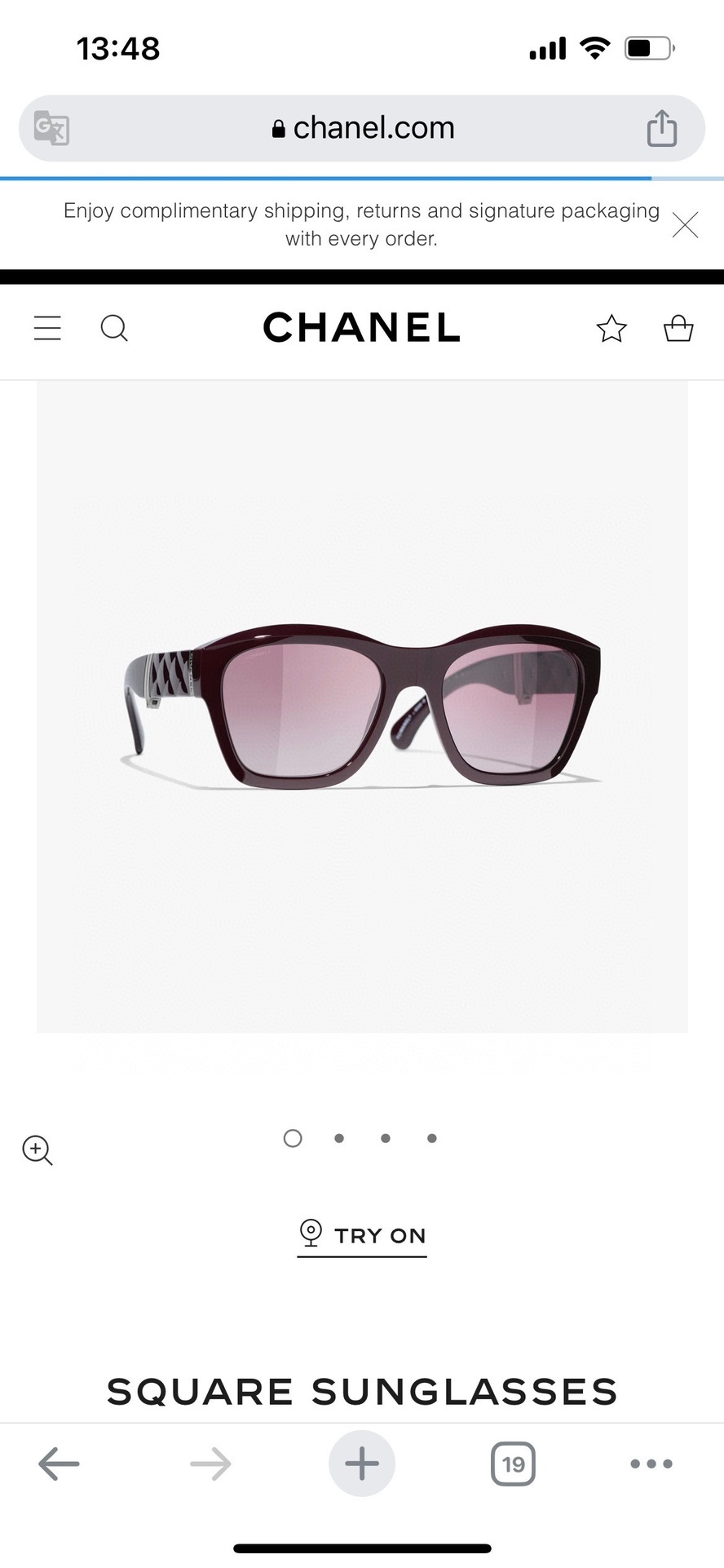 Chanel Luxury Square Acetate Sunglasses with Gradient Lenses