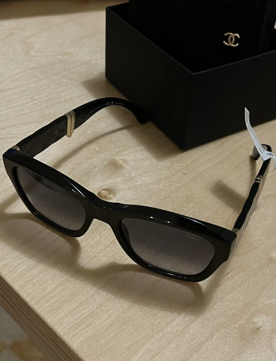 Luxury Black Square Sunglasses for Women with Gold Accents