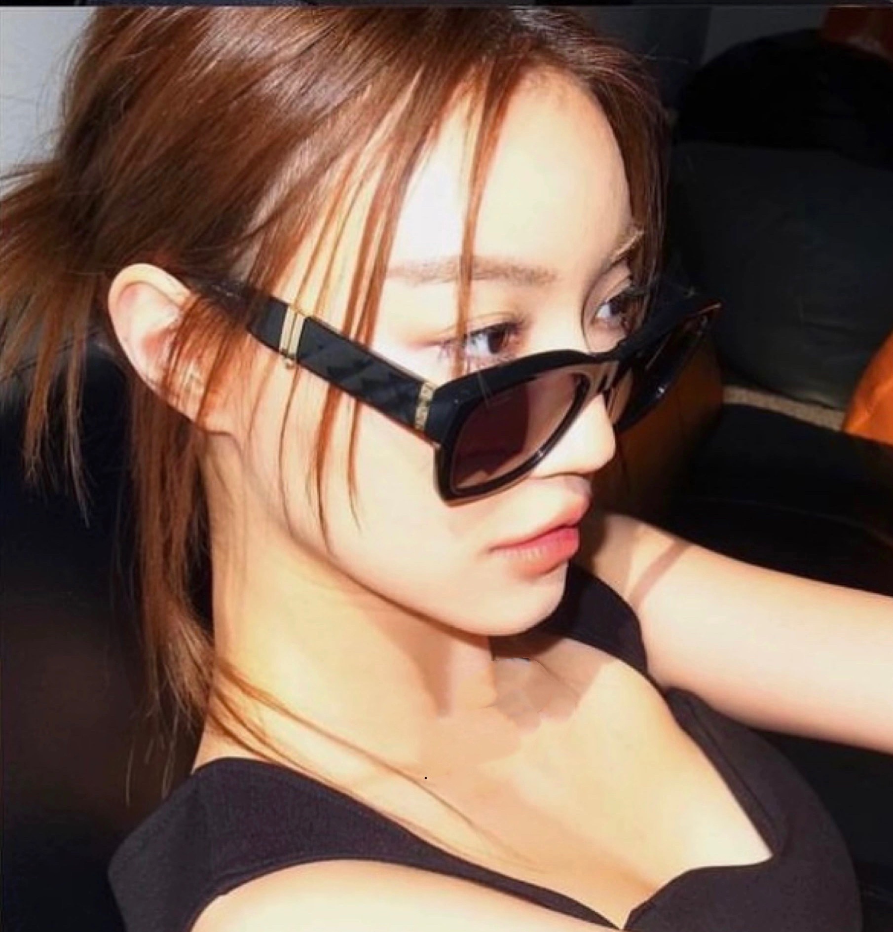 Luxury Black Square Sunglasses for Women with Gold Accents