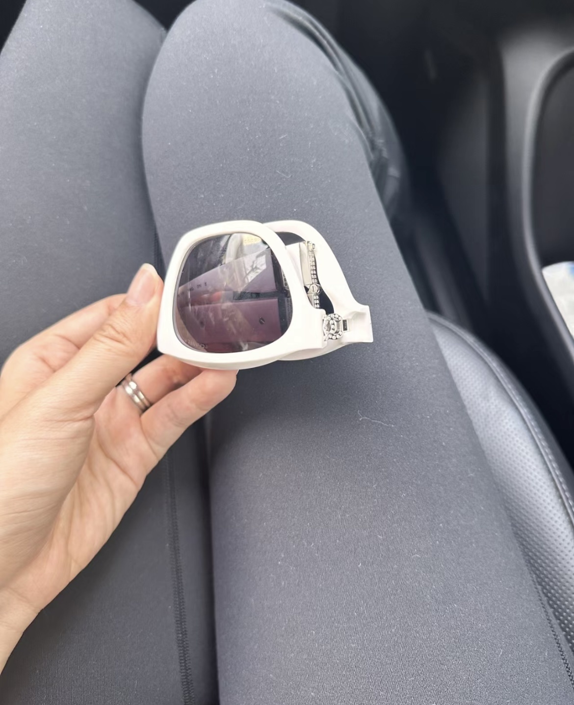 Chanel White Square Sunglasses with Quilted Case - Luxury Eyewear