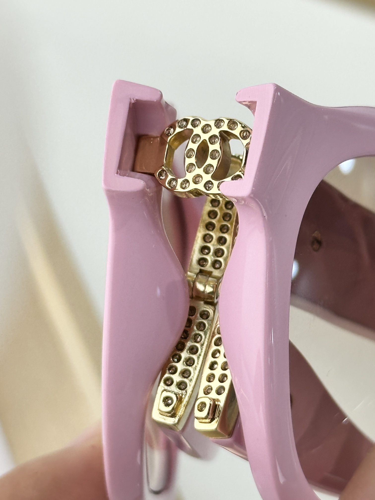 Chanel Pink Square Sunglasses with Quilted Gold-Tone CC Logo