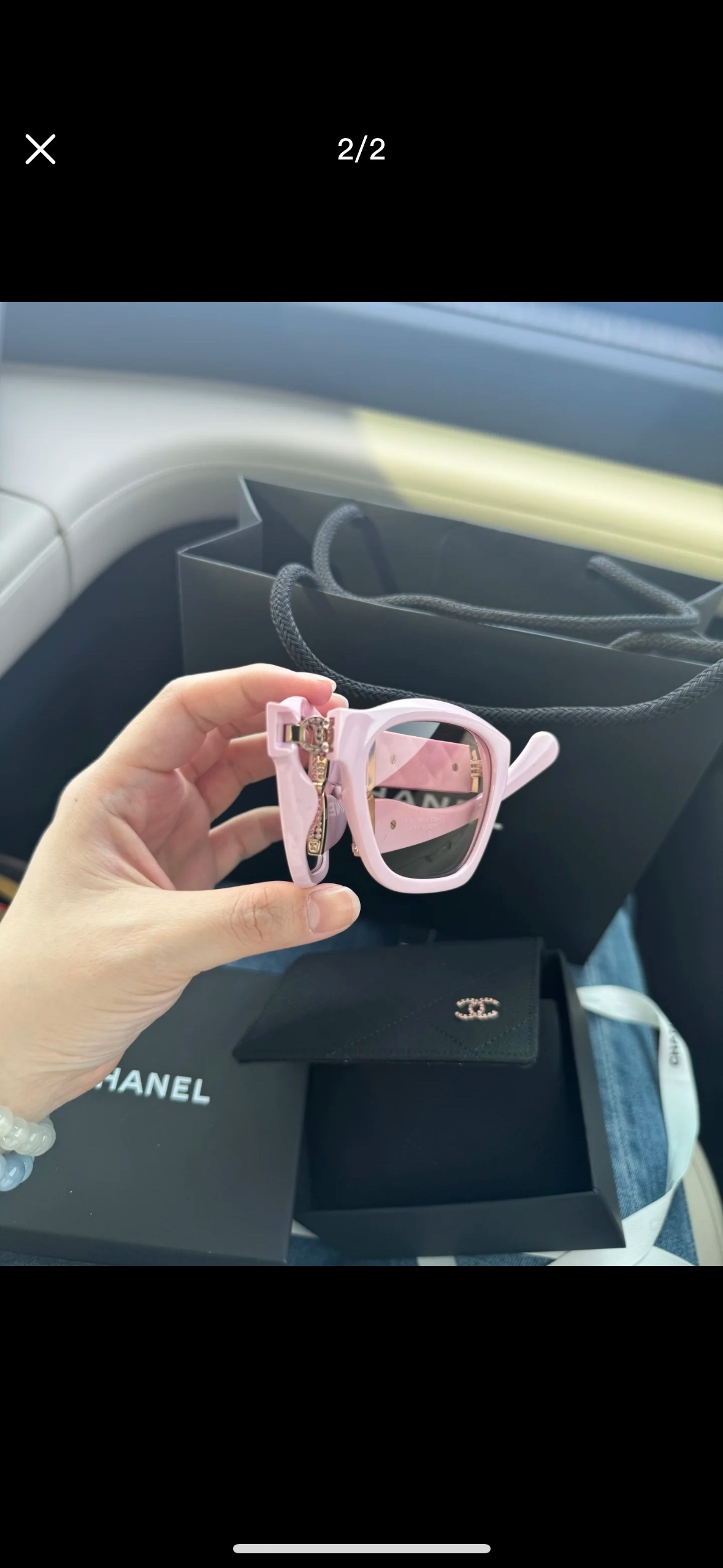 Chanel Pink Square Sunglasses with Quilted Gold-Tone CC Logo