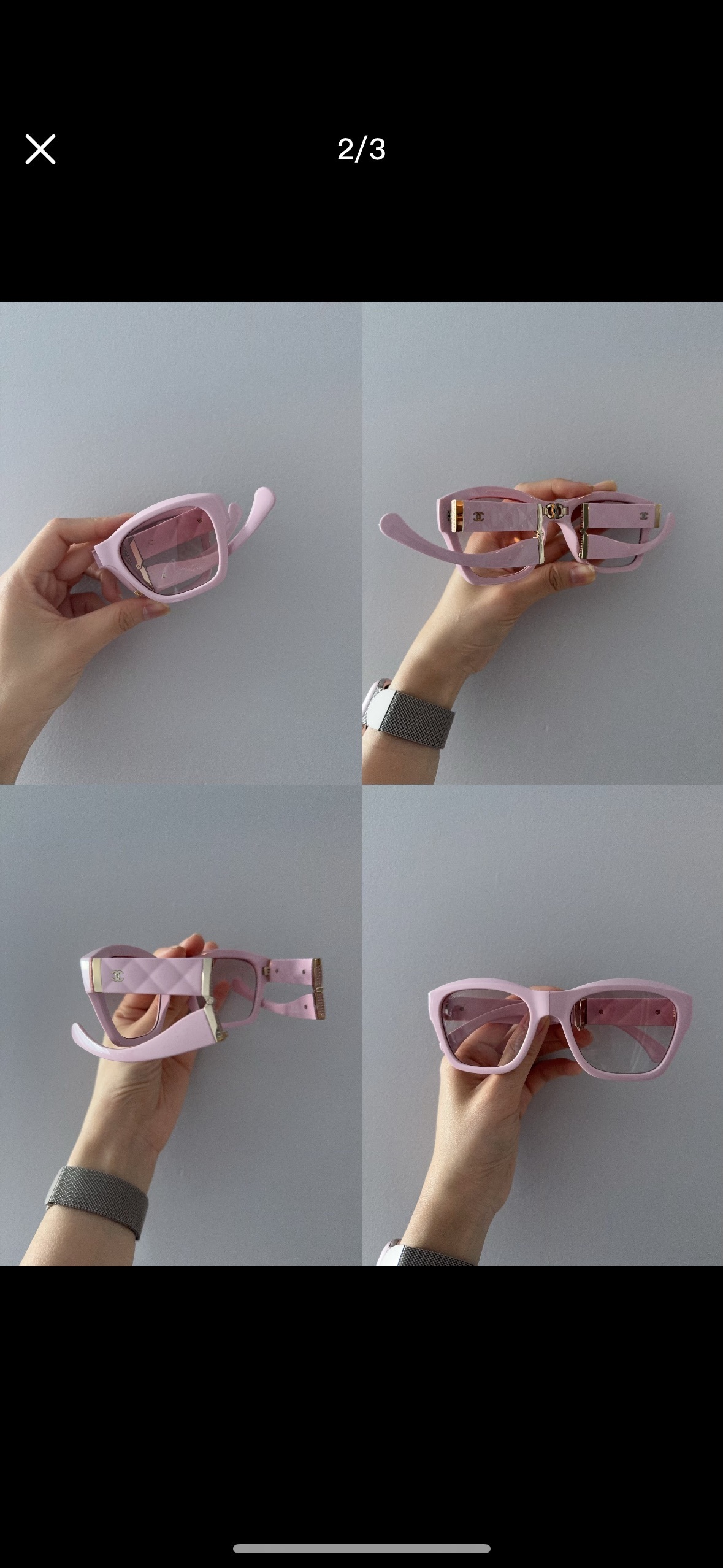 Chanel Pink Square Sunglasses with Quilted Gold-Tone CC Logo