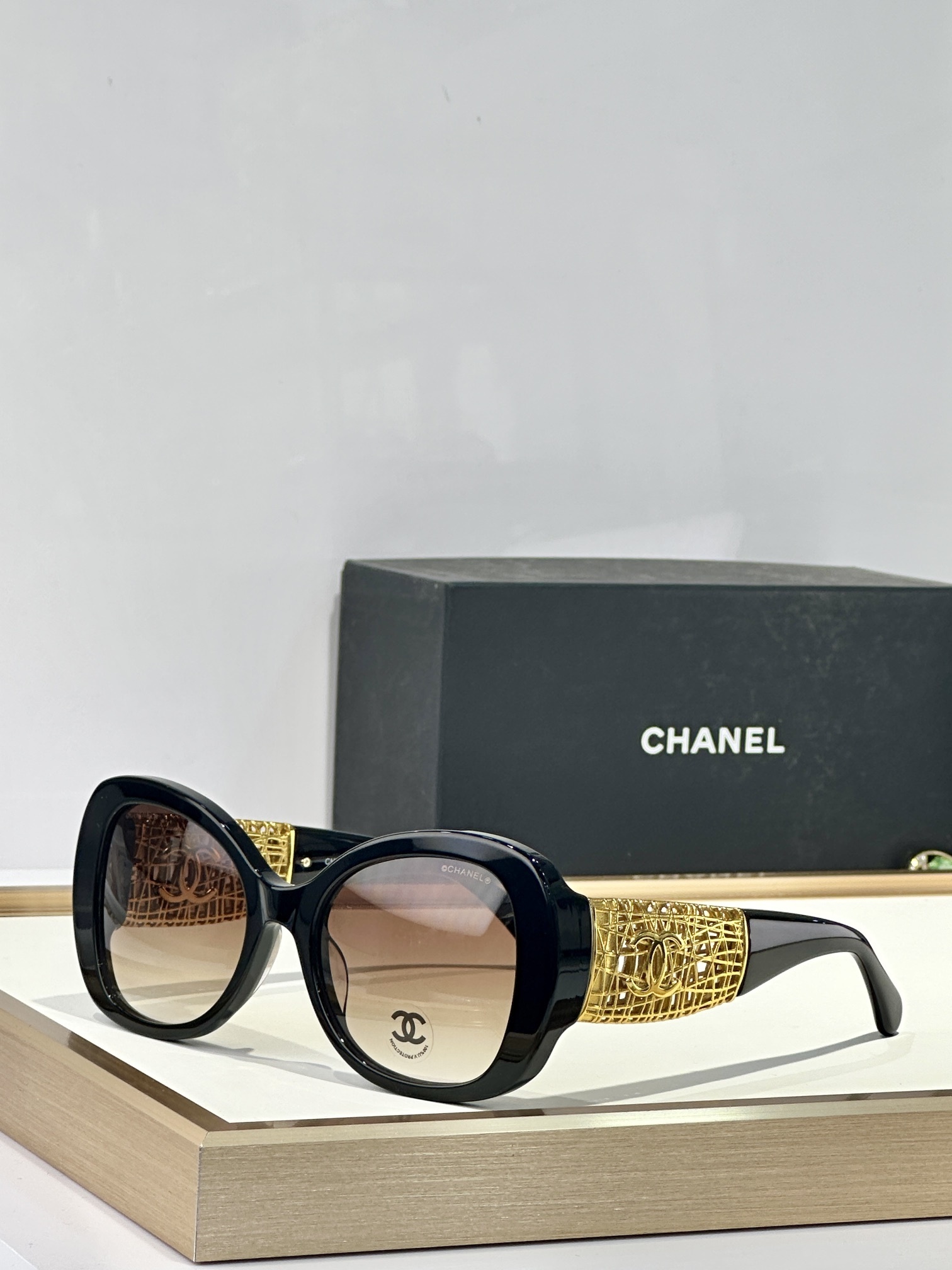 Chanel Luxury Butterfly Sunglasses with CC Logo Filigree Temples