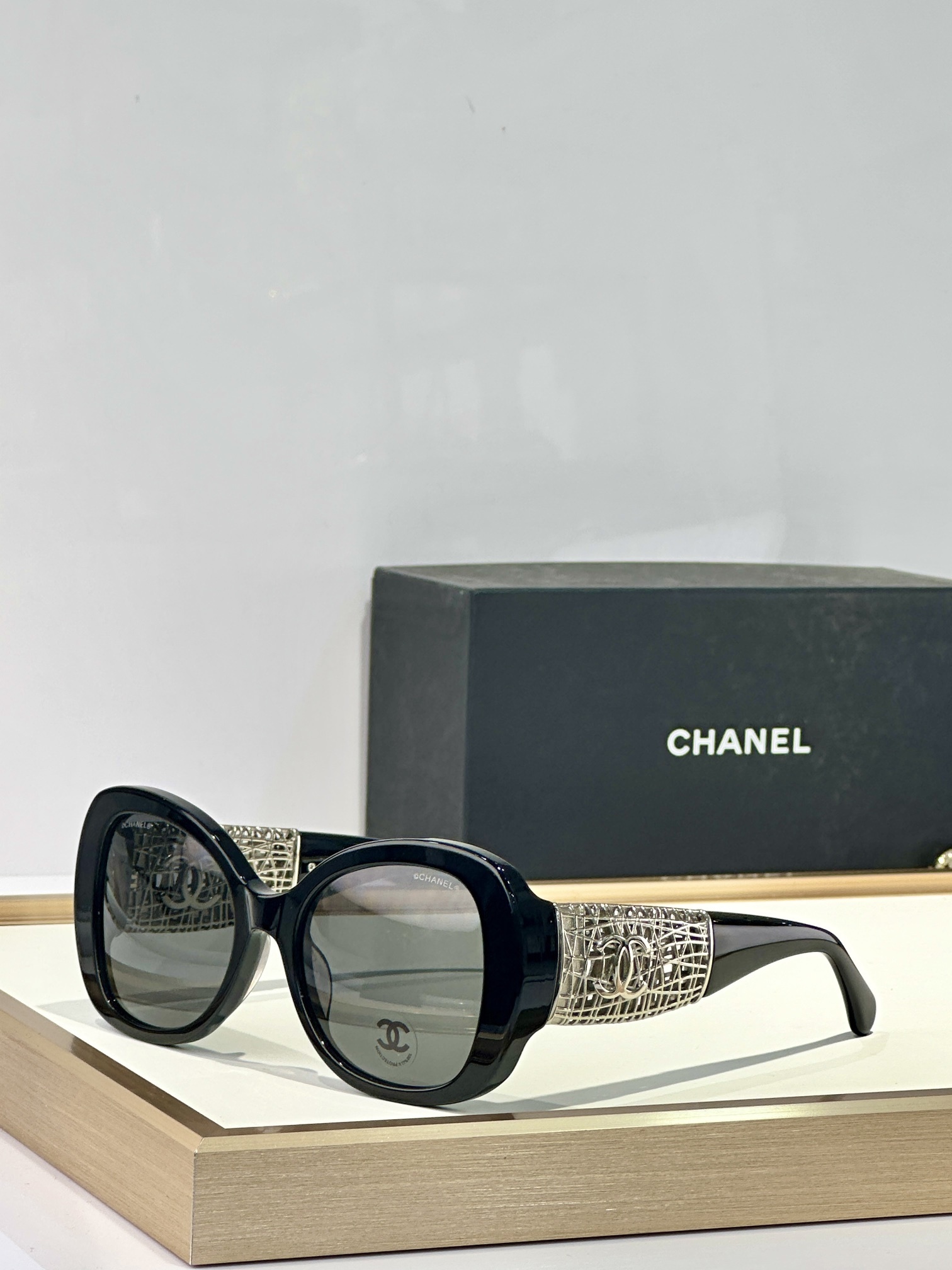 Chanel Luxury Butterfly Sunglasses with CC Logo Filigree Temples