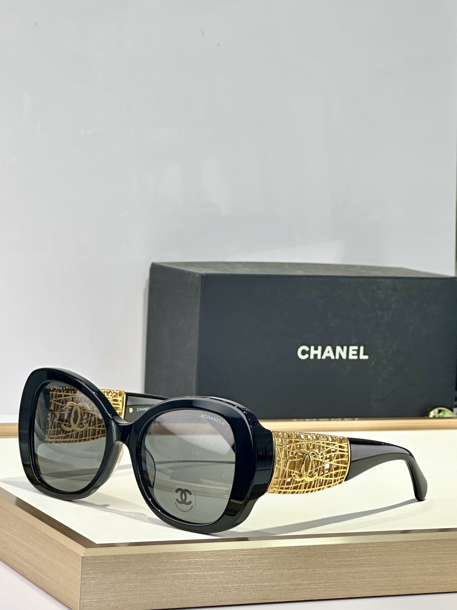 Chanel Luxury Butterfly Sunglasses with CC Logo Filigree Temples