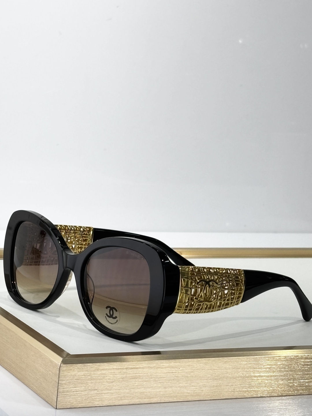 Chanel Tortoise Shell Square Sunglasses - Gold CC Logo Lattice