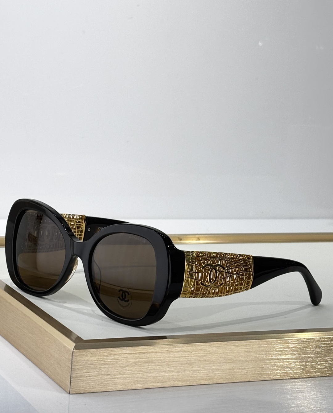 Chanel Tortoise Shell Square Sunglasses - Gold CC Logo Lattice