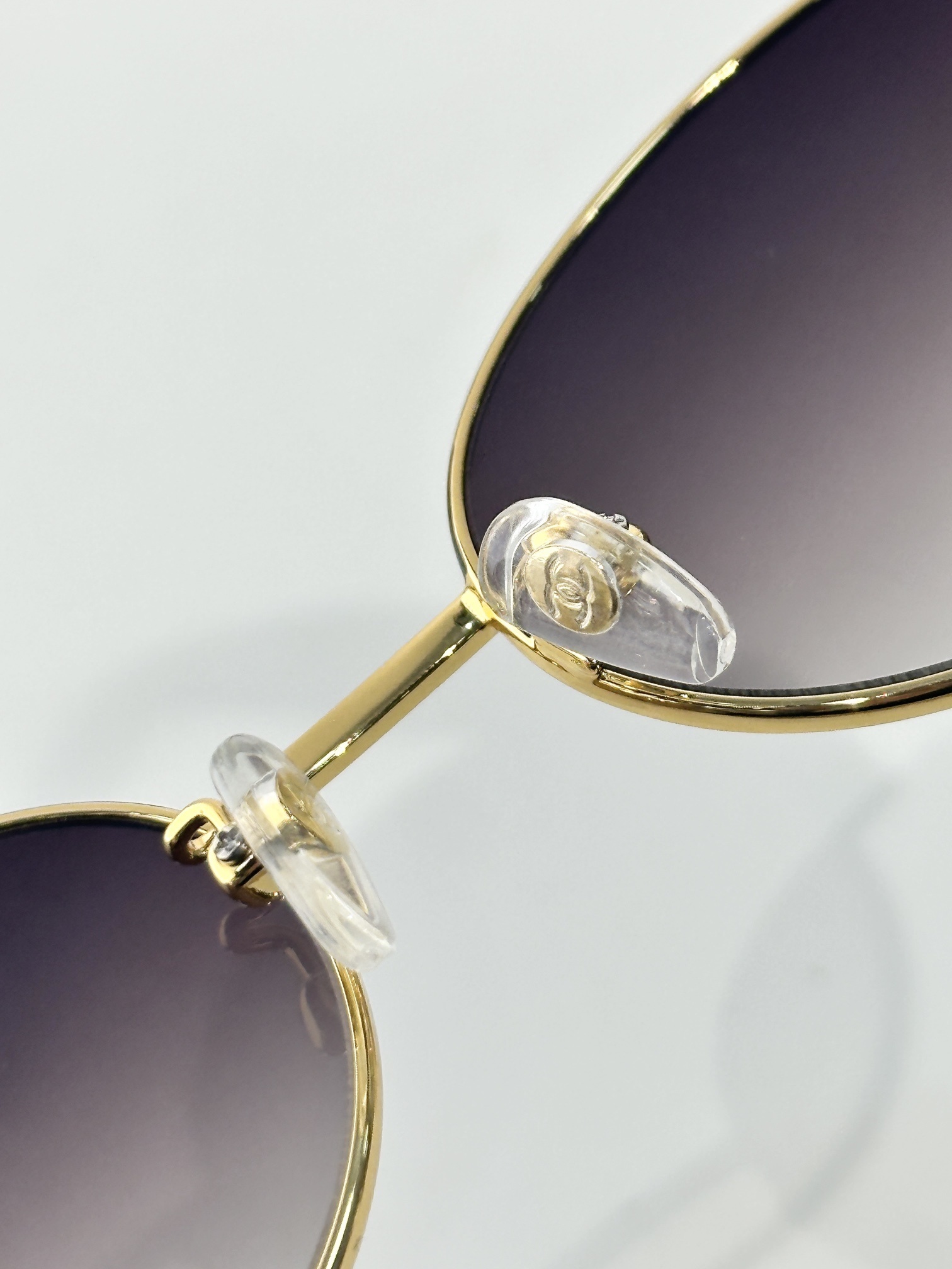 Chanel Oval Sunglasses with Gold Chain Logo Temples - Luxury Eyewear